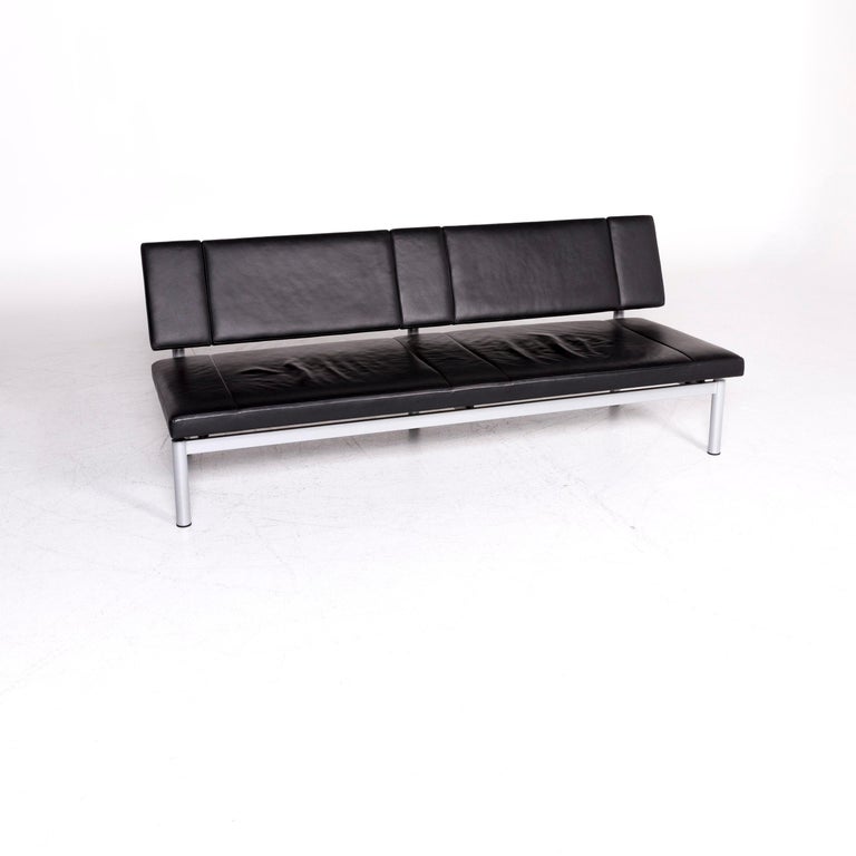 Wilkhahn Cana 890 Designer Leather Sofa Set Black Two Seat Function Couch