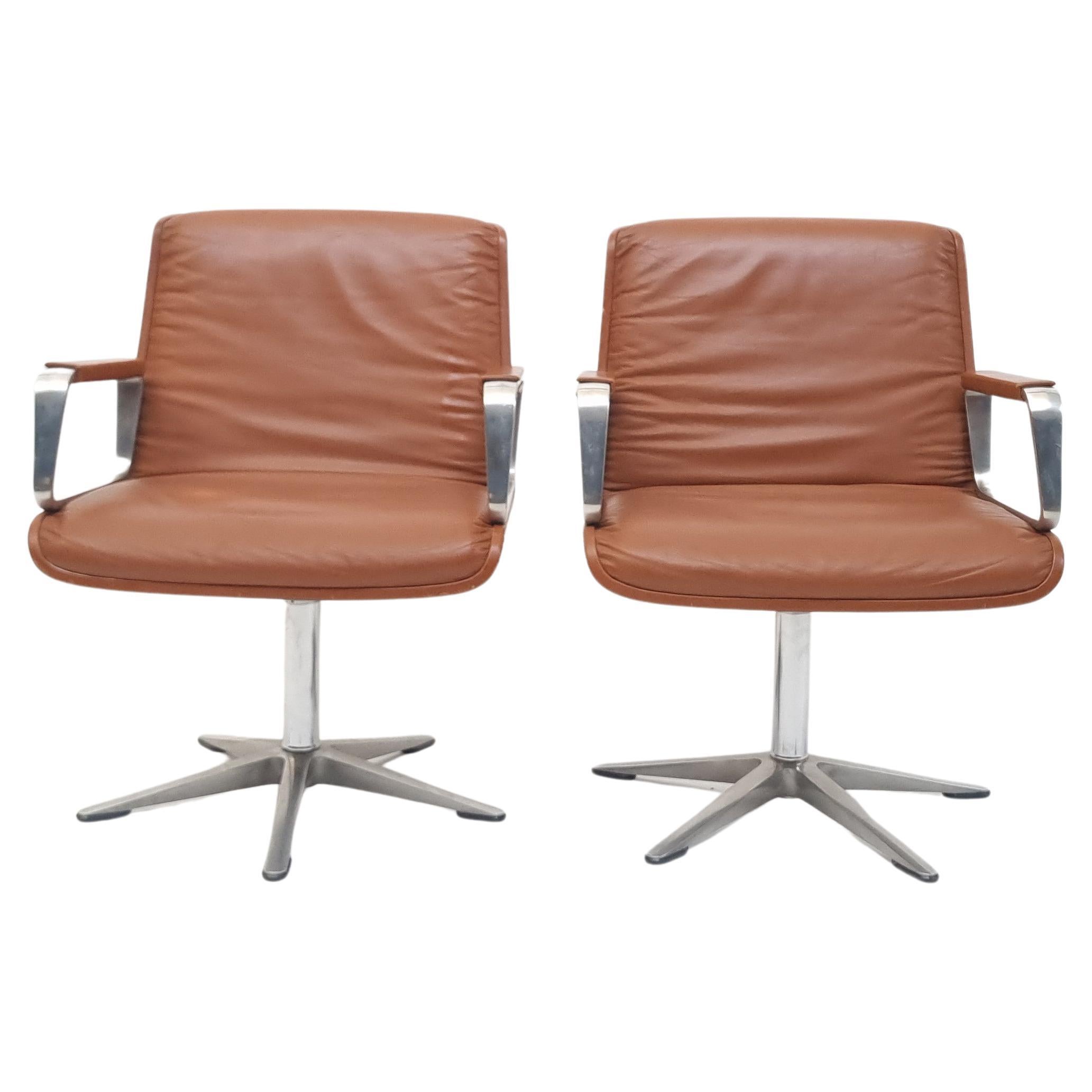 Wilkhahn Chair in Padded Cognac Leather, 1970s