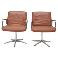 Wilkhahn Chair in Padded Cognac Leather, 1970s