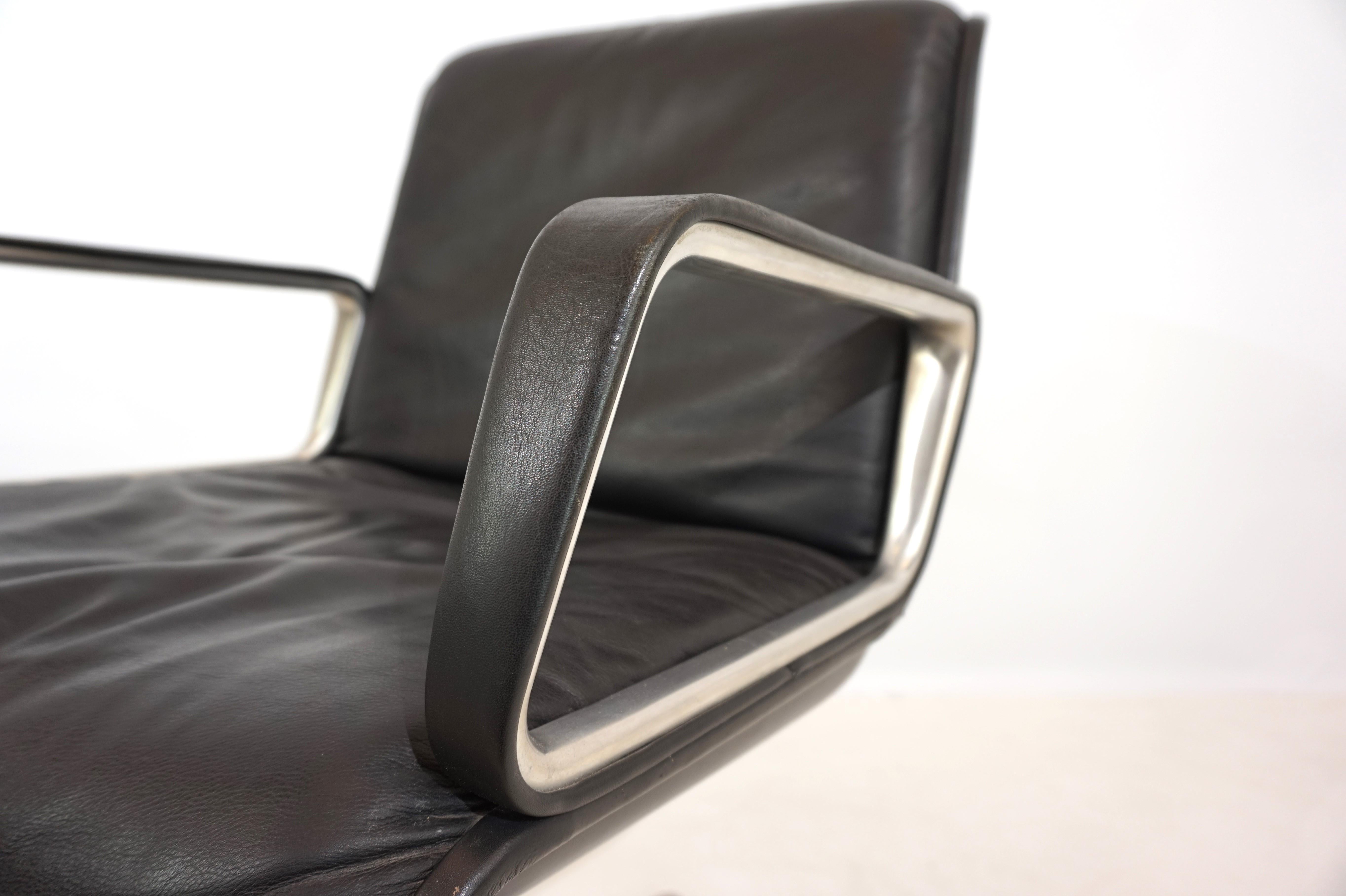 Chaise de salle à manger/conférence Delta en cuir Wilkhahn de Delta Design 2