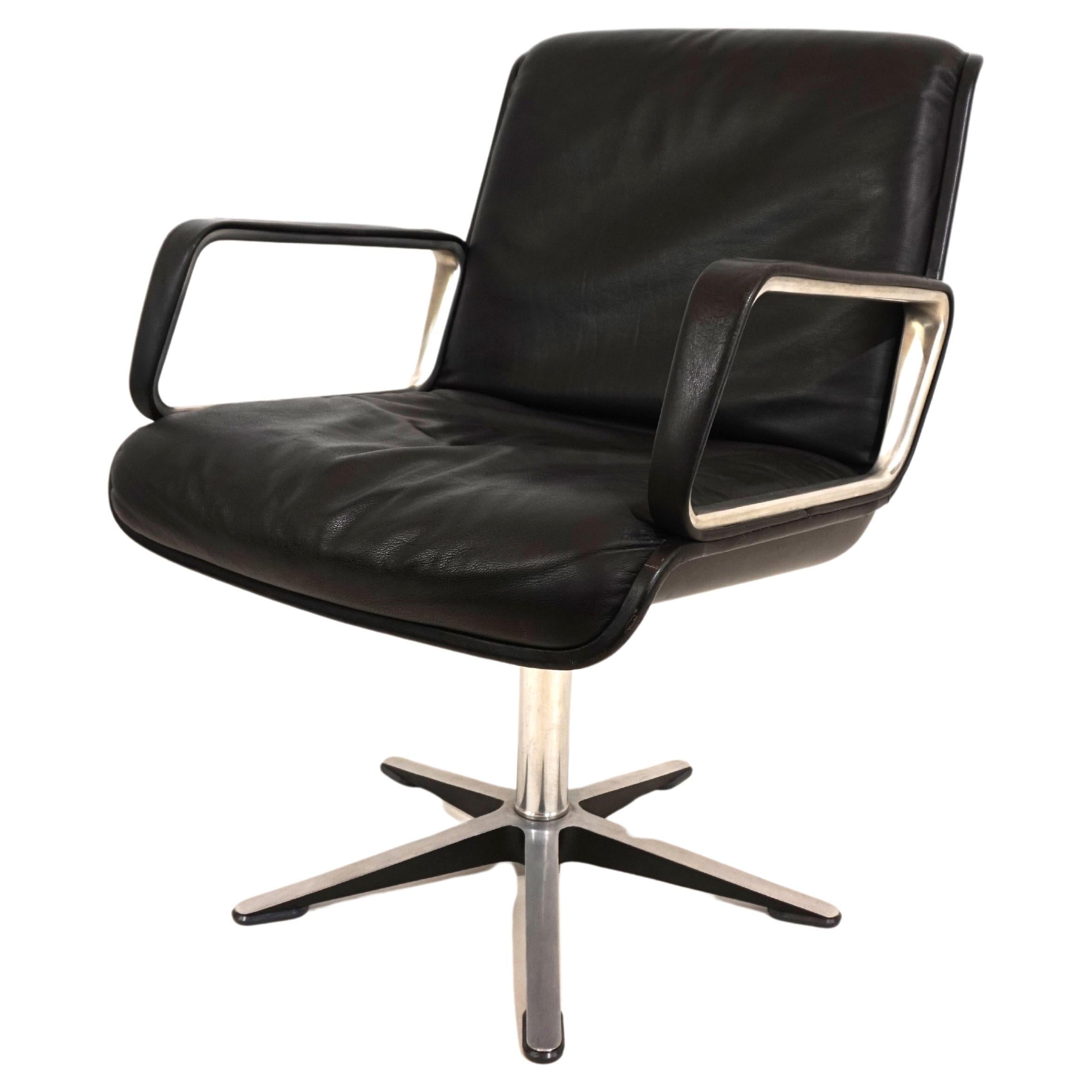 Wilkhahn Delta leather dining/conference chair from Delta Design For Sale
