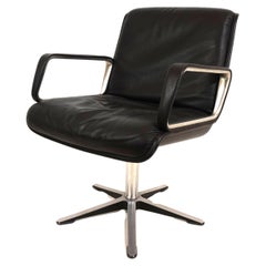 Retro Wilkhahn Delta leather dining/conference chair from Delta Design