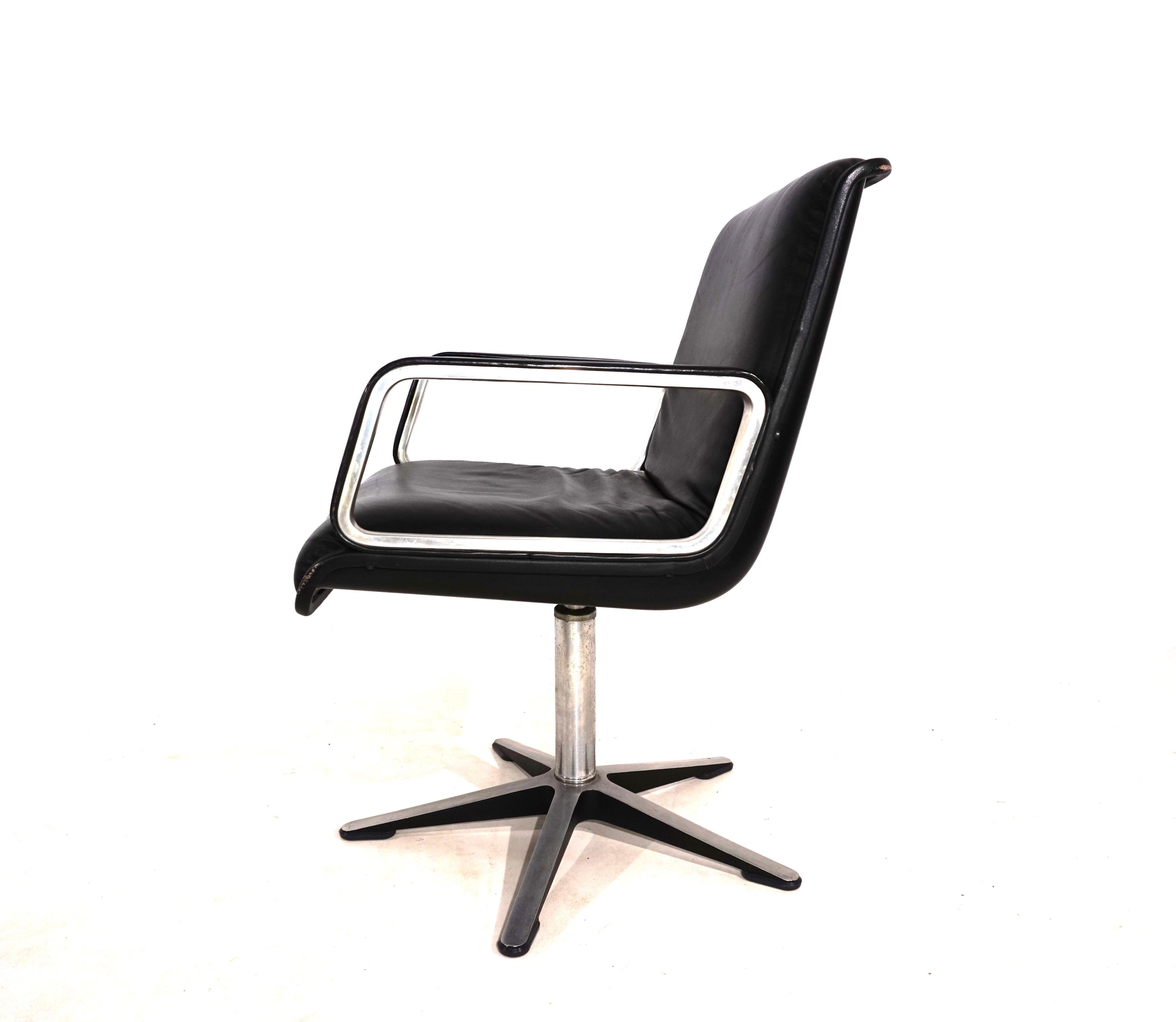 Wilkhahn Delta leather dining room / conference chair by Delta Design 4