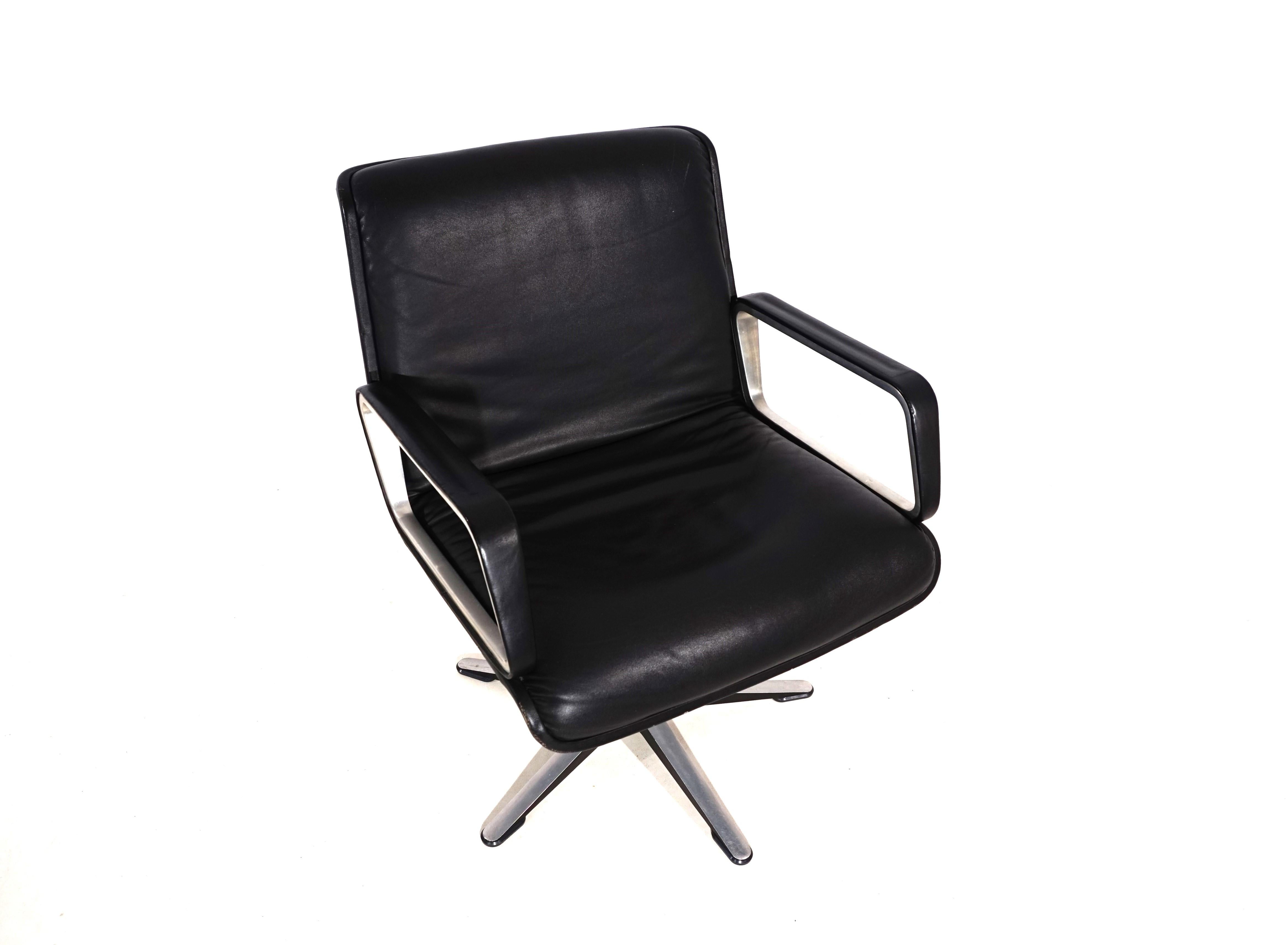 Mid-Century Modern Wilkhahn Delta leather dining room / conference chair by Delta Design