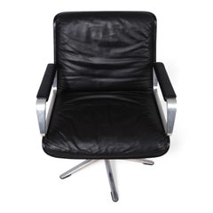 Wilkhahn Delta Konferenz-/Esszimmer-Drehstuhl aus Leder von Delta Group, 1960