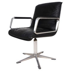 Wilkhahn Delta leather swivel conference/dining chair by Delta Group, 1960