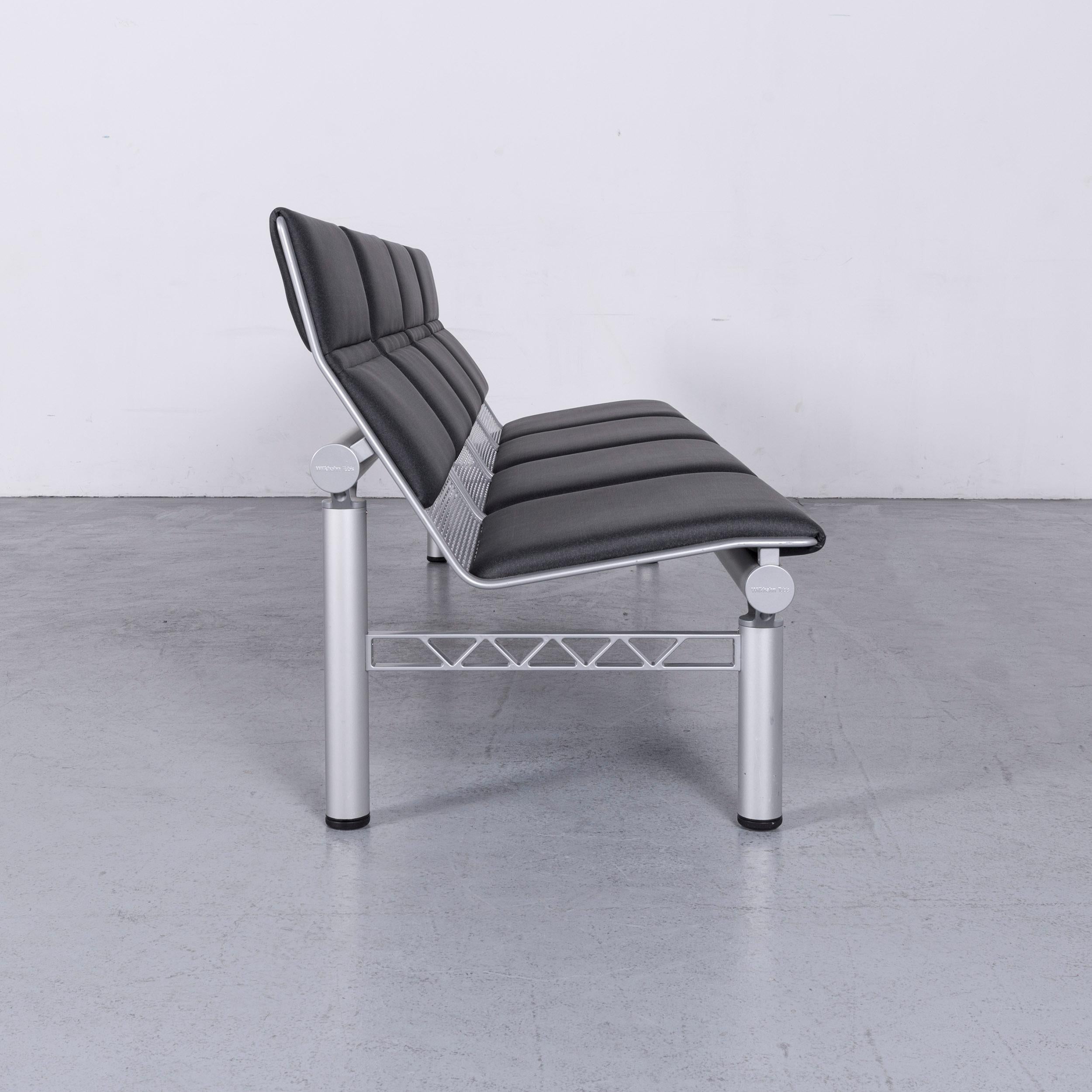 Wilkhahn Tubis Designer Fabric Sofa Four-Seat Bank Anthracite For Sale 5