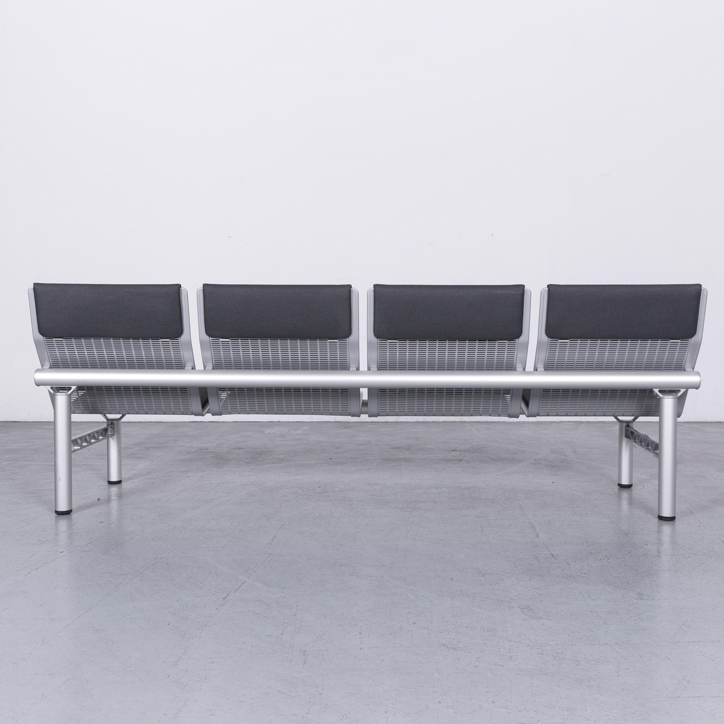 Wilkhahn Tubis Designer Fabric Sofa Four-Seat Bank Anthracite For Sale 6