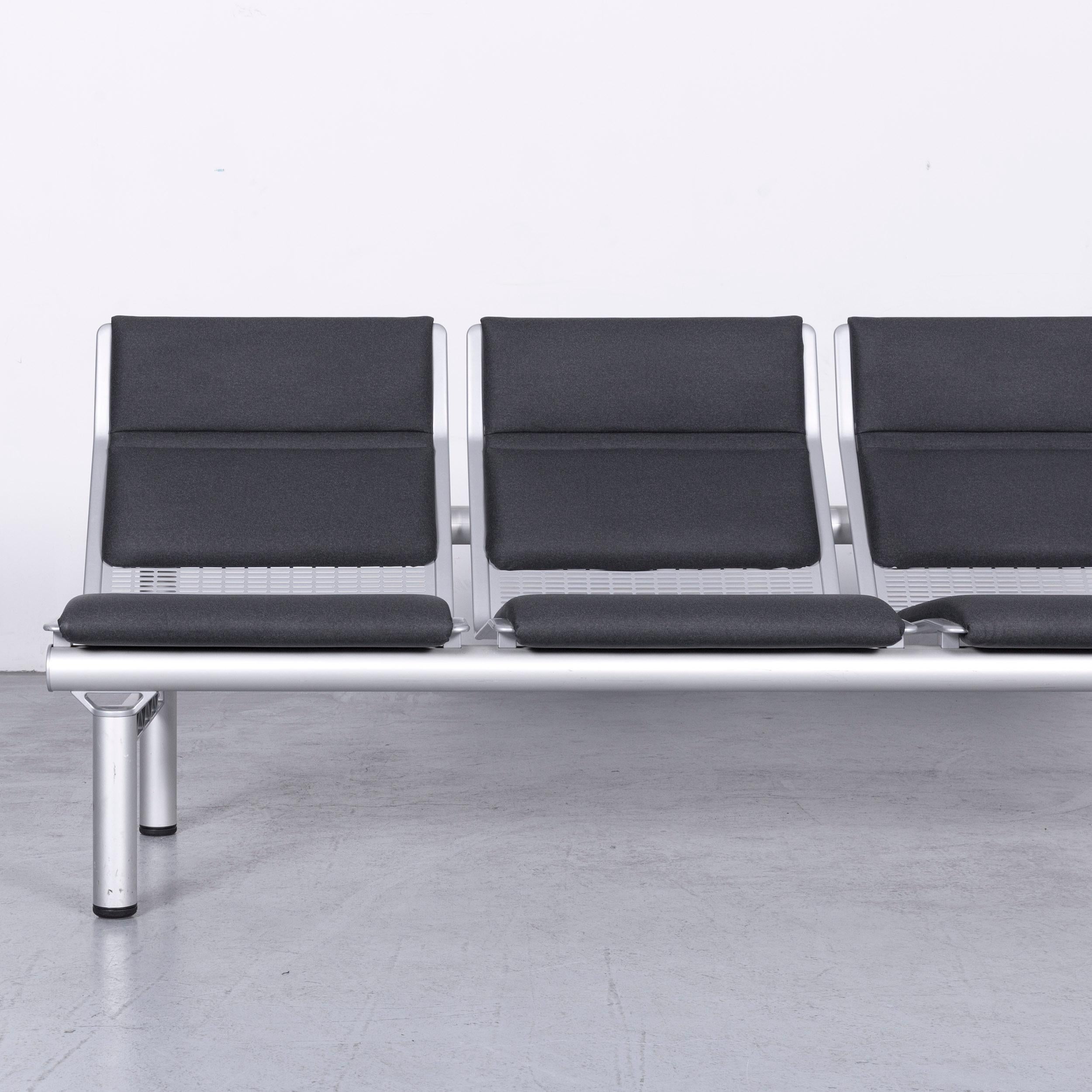 German Wilkhahn Tubis Designer Fabric Sofa Four-Seat Bank Anthracite For Sale