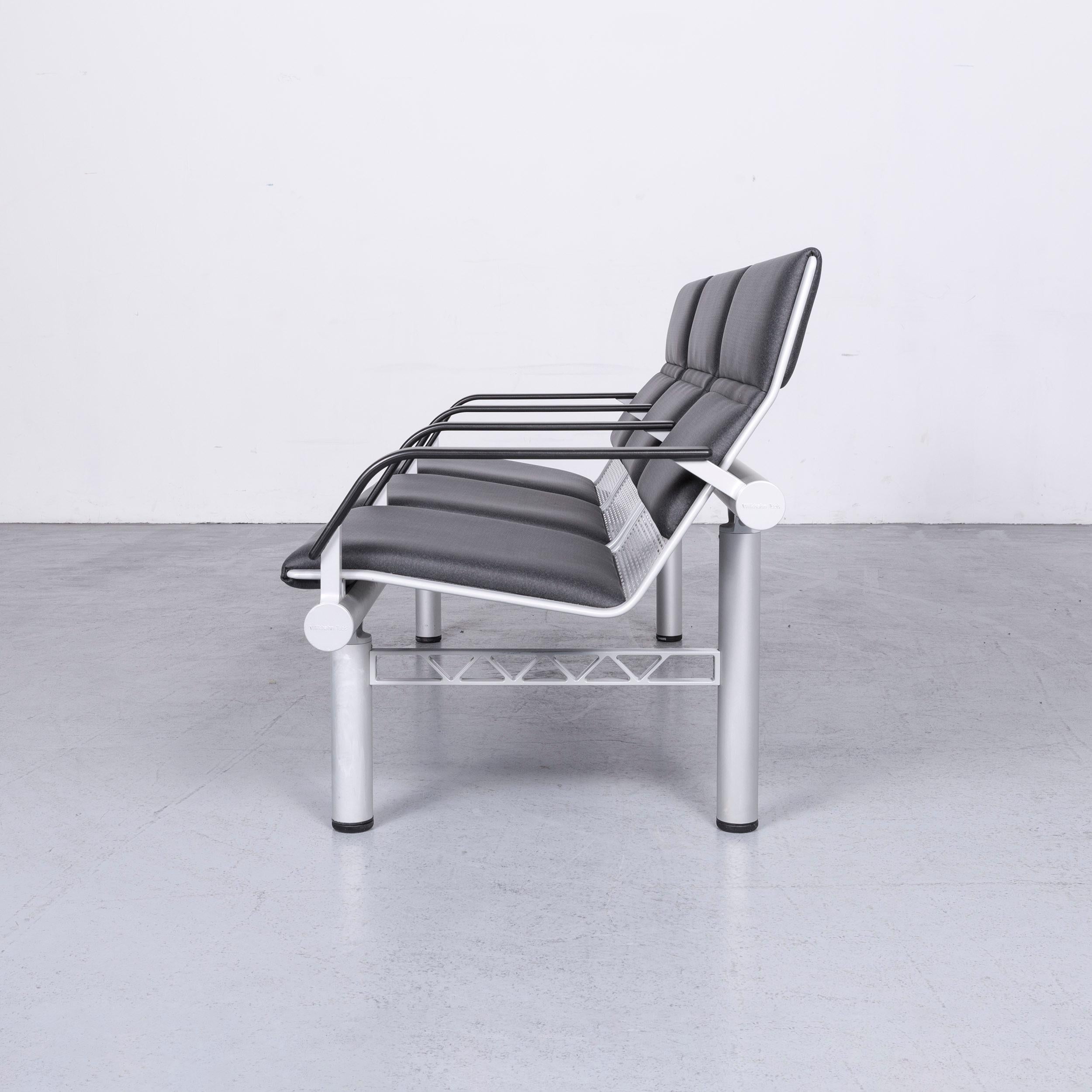 Wilkhahn Tubis Designer Fabric Sofa Set Three-Seat Bank Anthracite For Sale 9