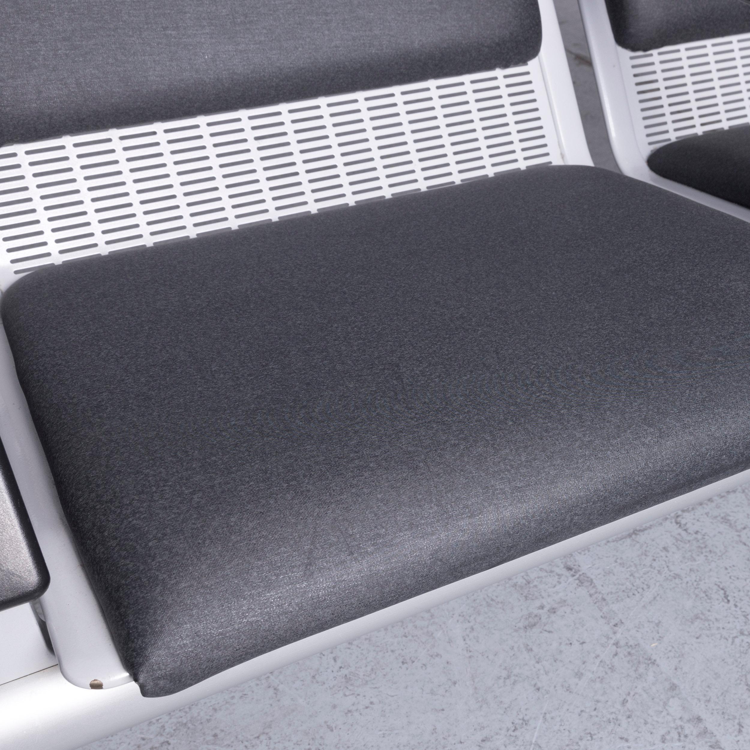 Wilkhahn Tubis Designer Fabric Sofa Set Three-Seat Bank Anthracite For Sale 1