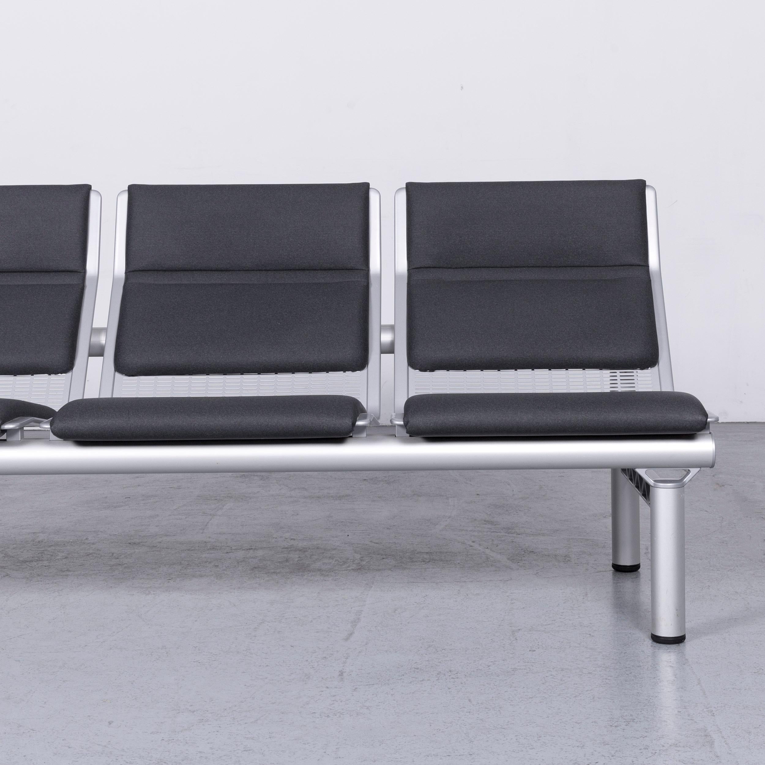 Wilkhahn Tubis Designer Fabric Sofa Three-Seat Bank Anthracite In Good Condition For Sale In Cologne, DE