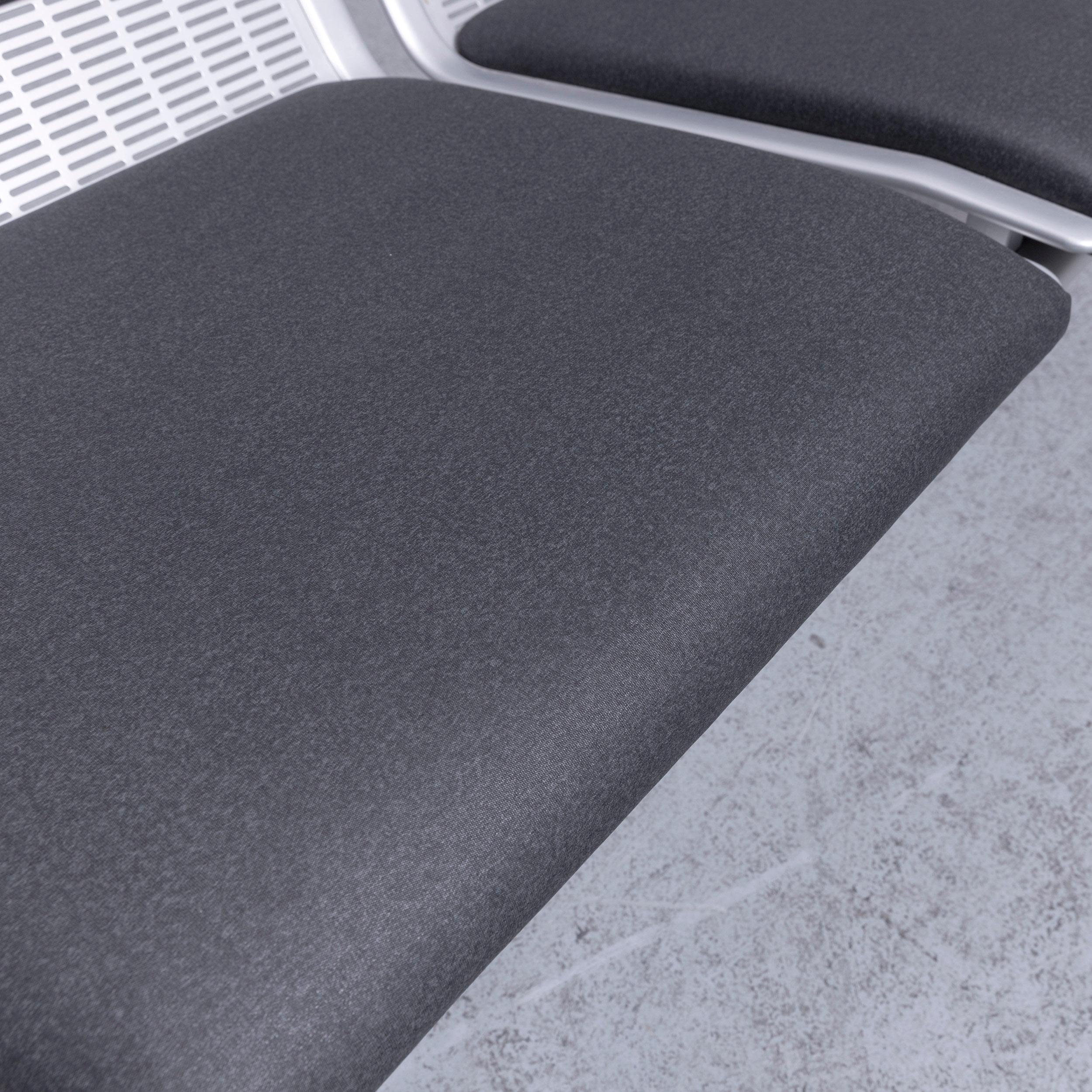Wilkhahn Tubis Designer Fabric Sofa Three-Seat Bank Anthracite For Sale 1