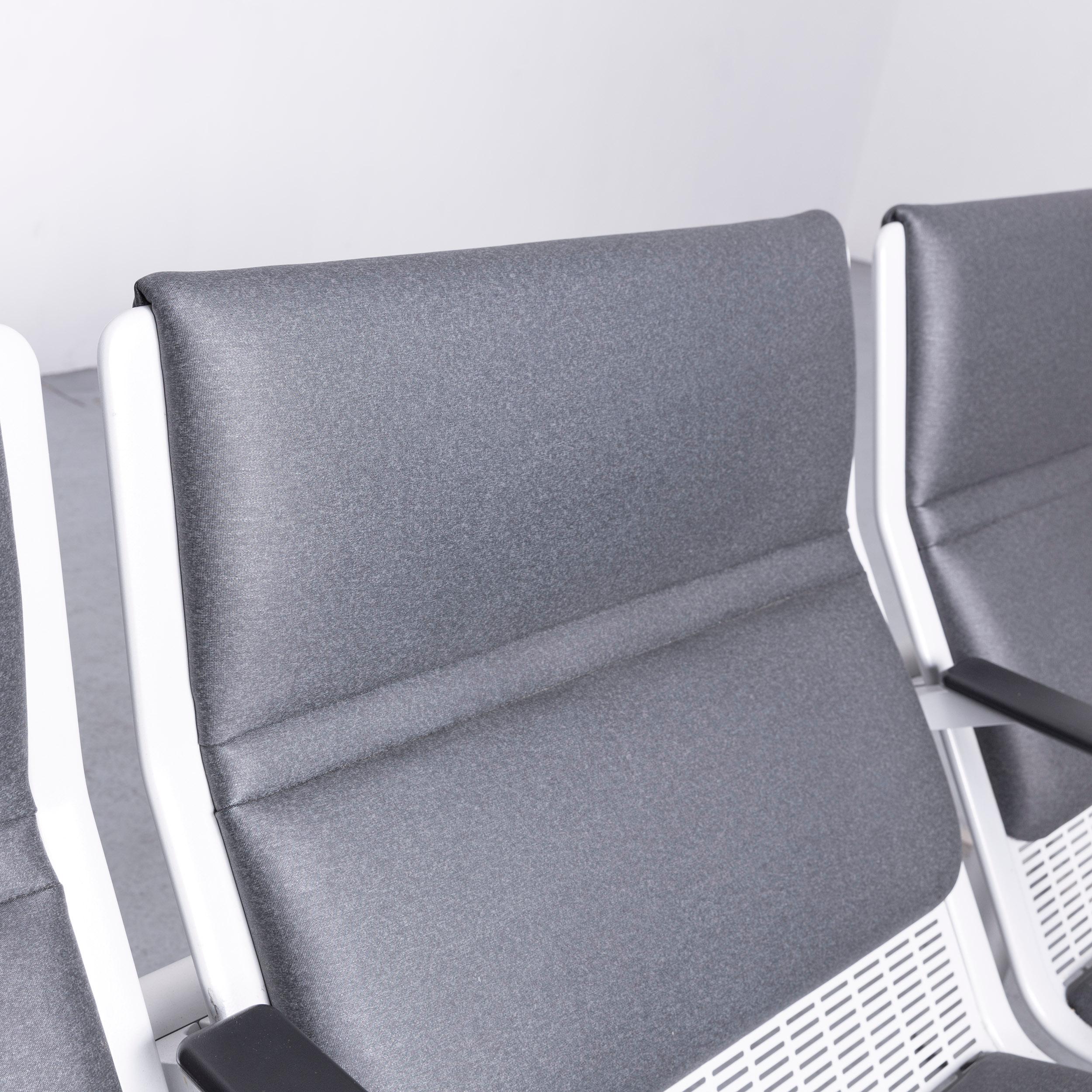 Wilkhahn Tubis Designer Fabric Sofa Three-Seat Bank Anthracite For Sale 2