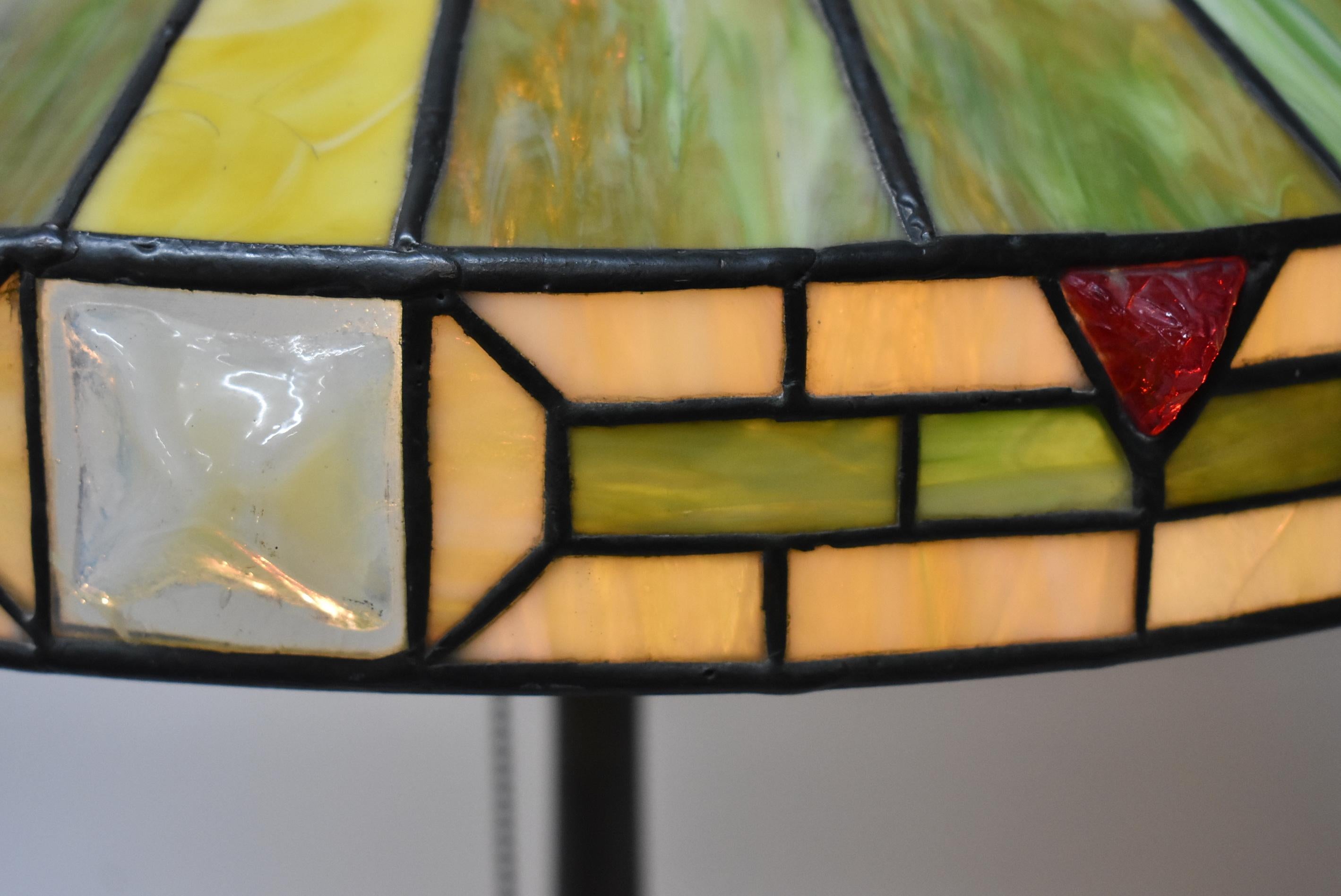 Art Glass Wilkinson Arts & Crafts Leaded Glass Table Lamp For Sale