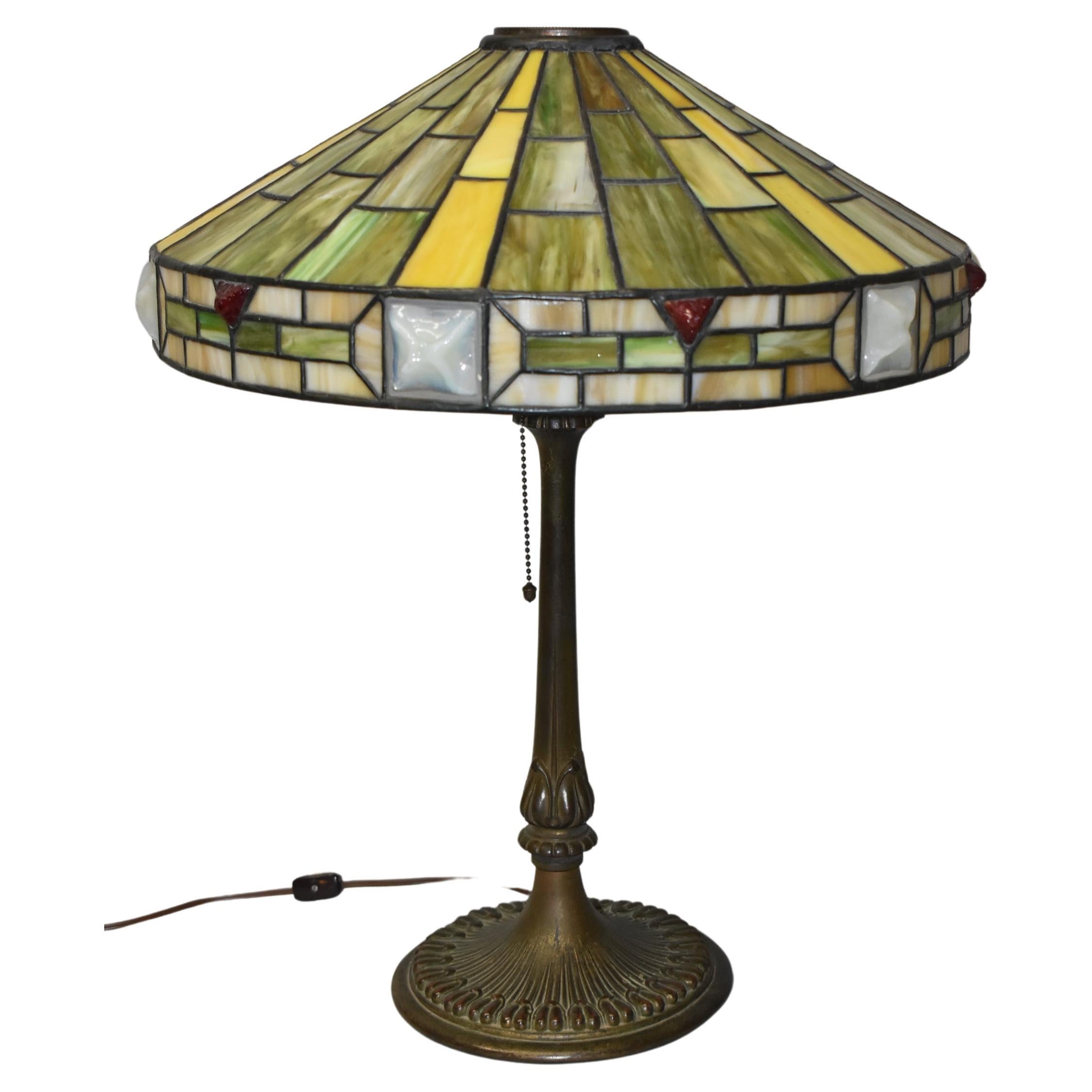 Wilkinson Arts & Crafts Leaded Glass Table Lamp For Sale