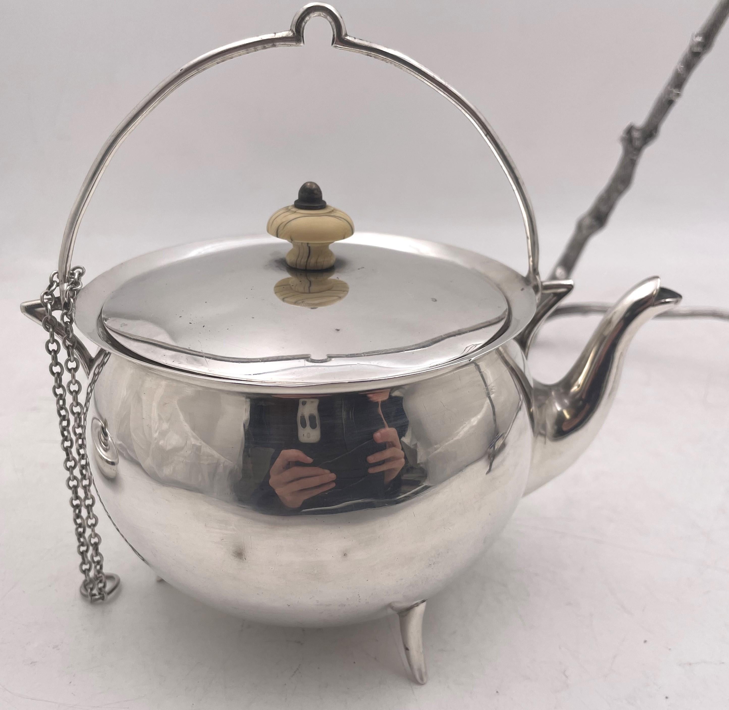 Wilkinson C Dresser Novel English Sterling Silver 1871 Victorian Teapot on Stand 2
