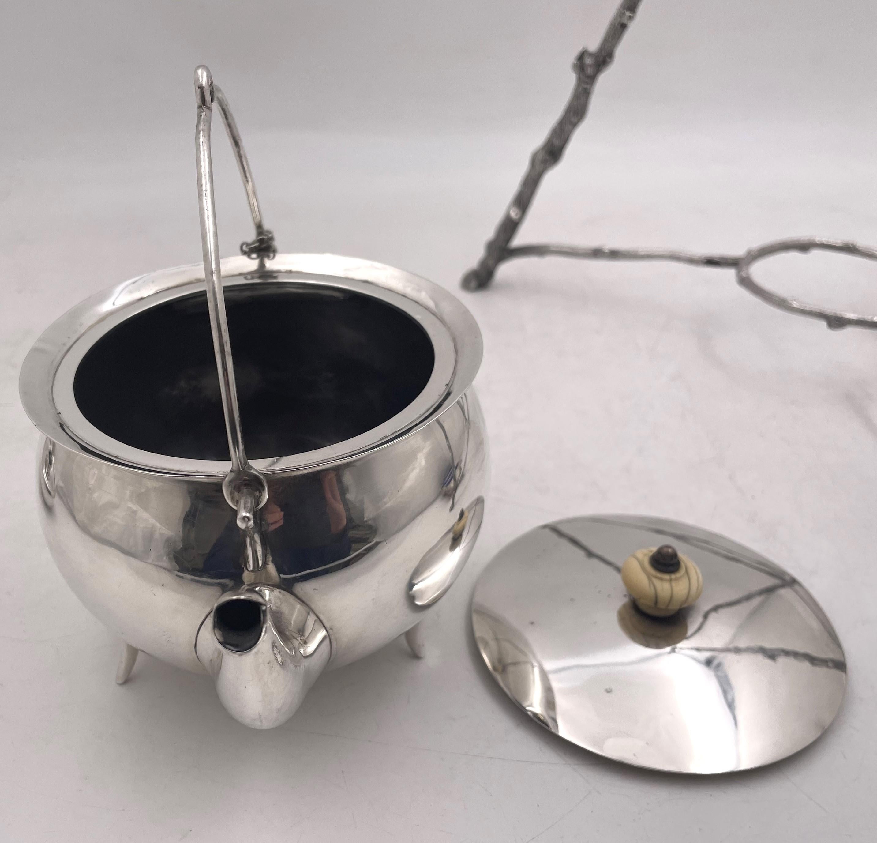 Wilkinson C Dresser Novel English Sterling Silver 1871 Victorian Teapot on Stand 3