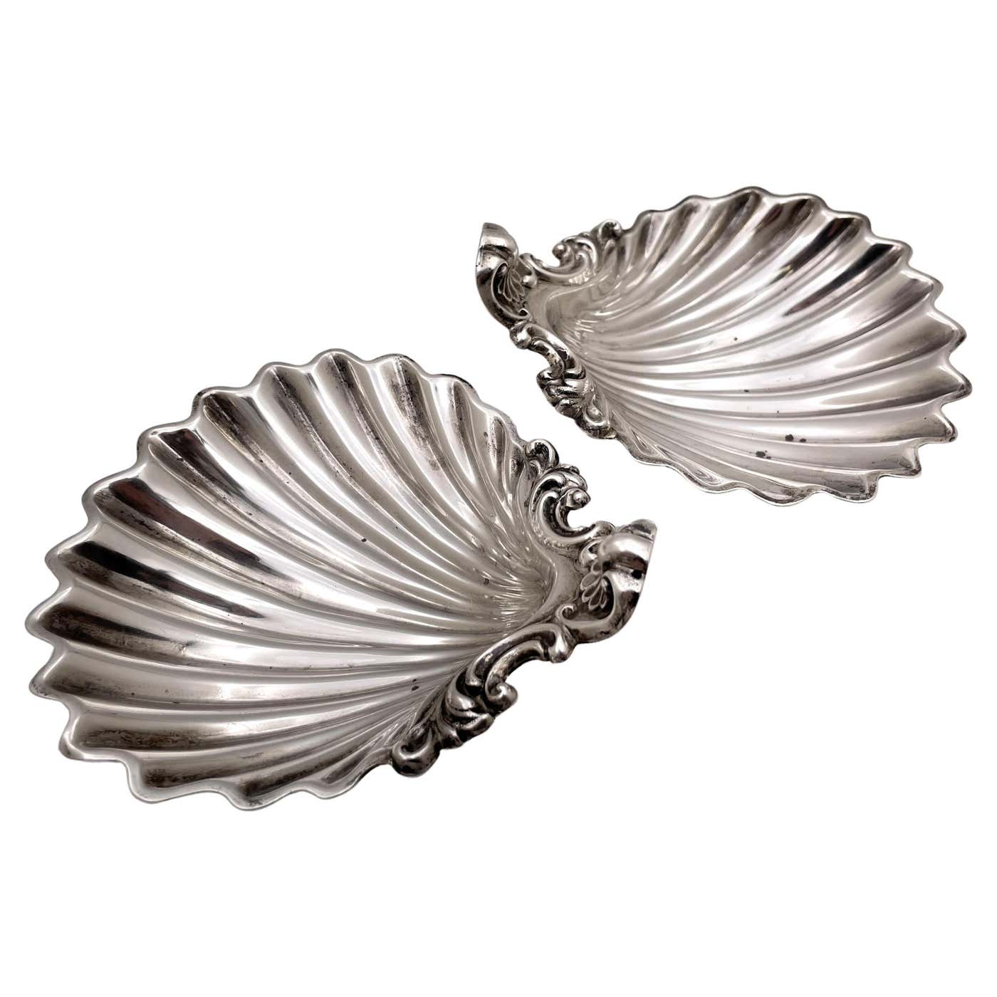 Silver Shell Cookware Wilkinson Pair of English Sterling Silver 1872 Victorian Shell Dishes ...