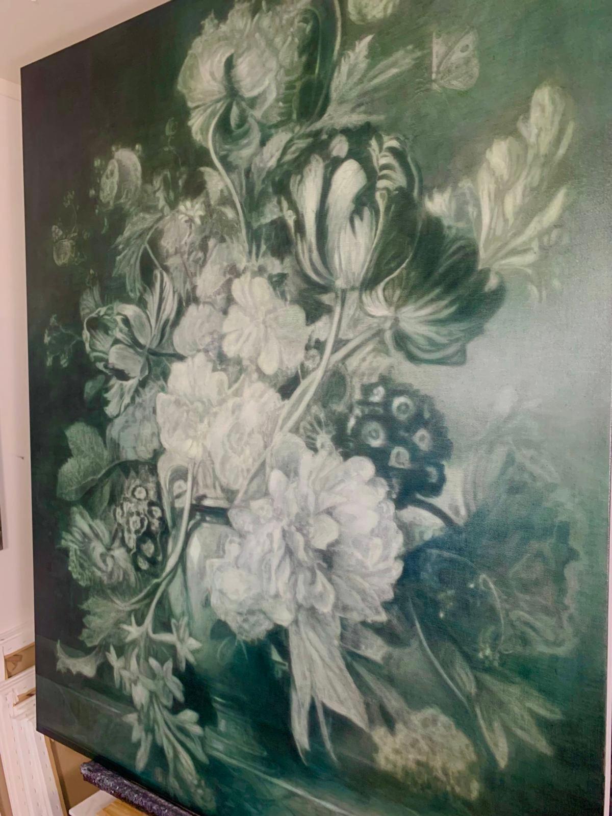 Reconstructed Dutch Flowers with Butterflies' by Will Ayres floral oil painting For Sale 4
