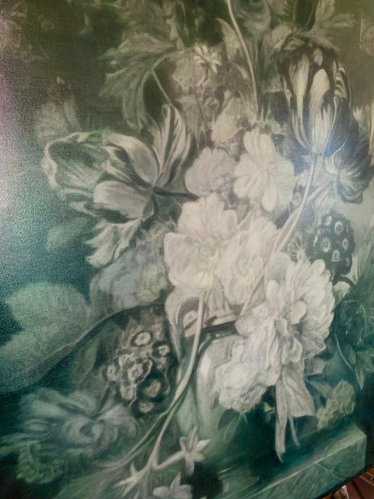Reconstructed Dutch Flowers with Butterflies' by Will Ayres floral oil painting For Sale 5