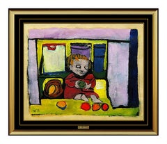 Will Barnet Oil Painting Original Signed Illustration Modern Child Portrait Art