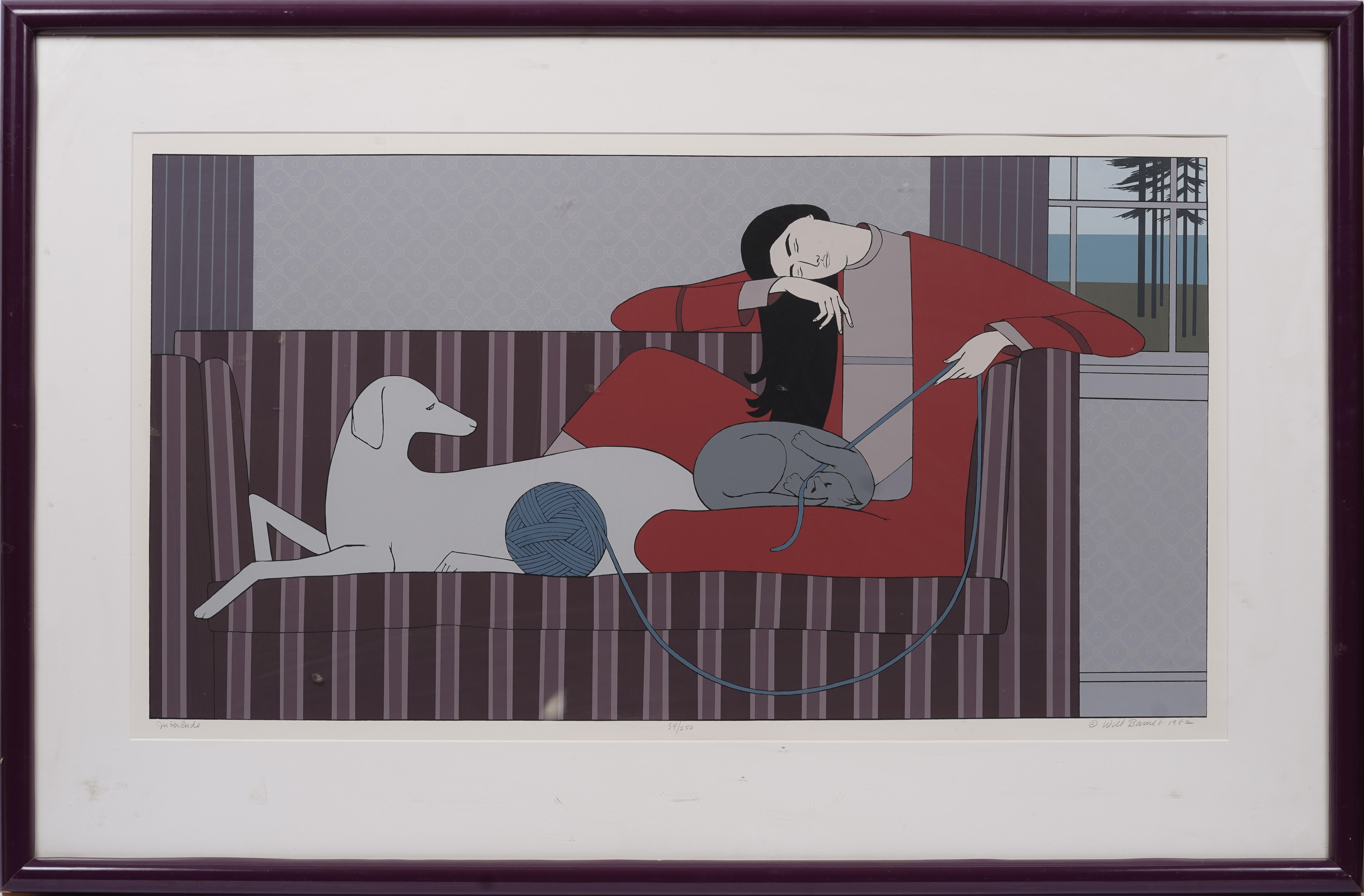 Antique American Modernist Portrait Signed Limited Edition Serigraph Interlude - Print by Will Barnet
