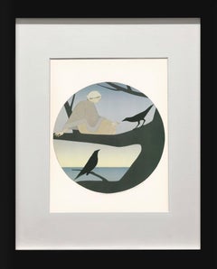 Impresión offset Circe de Will Barnet, enmarcada, estilo modernista, 1976