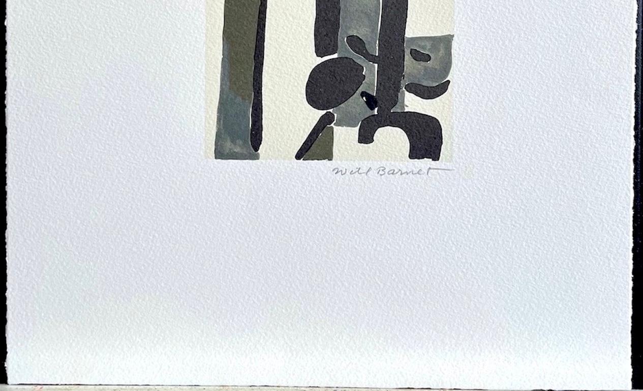 GRAY AND BLACK ABSTRACT 2002 Litografia firmata, John Ashbery Suite A WAVE Poesia in vendita 1