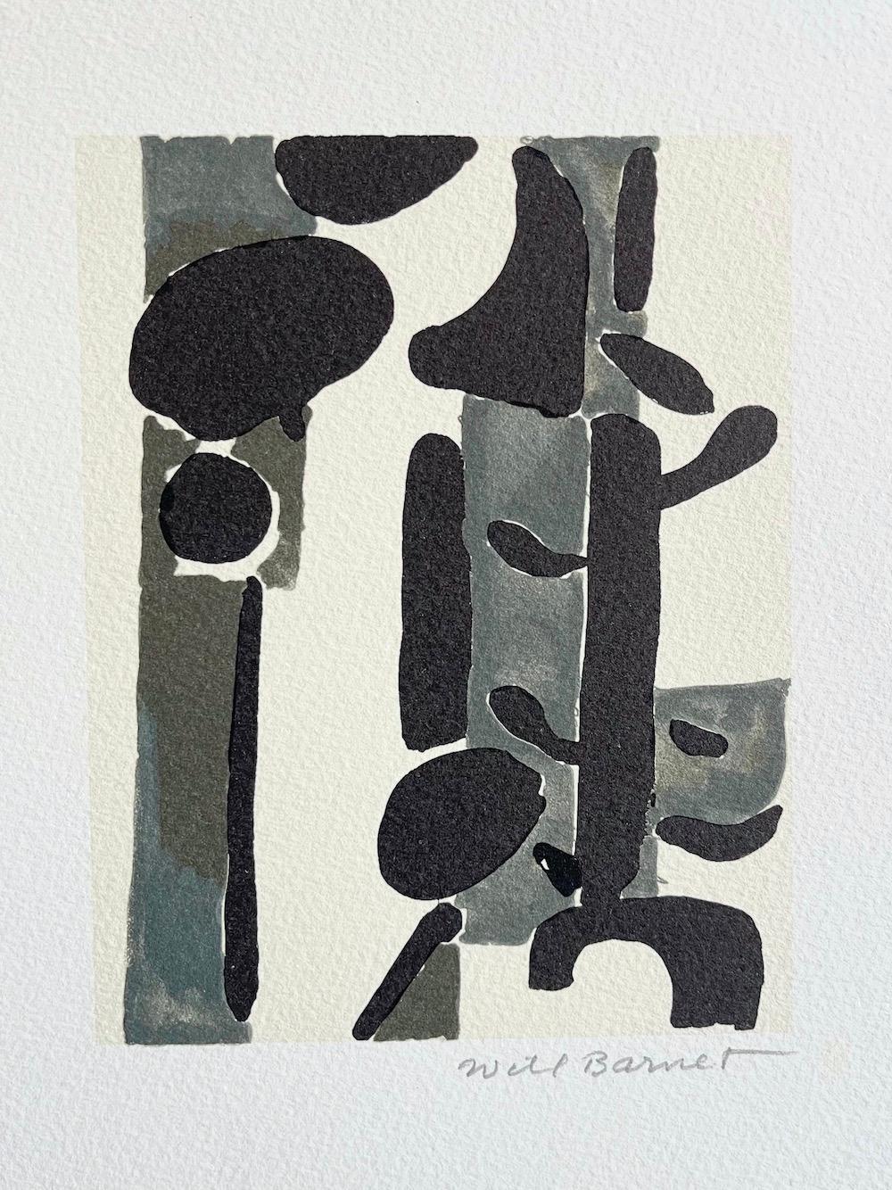 GRAY AND BLACK ABSTRACT 2002 Signed Lithograph, John Ashbery Suite A WAVE Poem