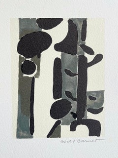 GRAY AND BLACK ABSTRACT 2002 Signierte Lithographie, John Ashbery Suite A WAVE Gedicht, John Ashbery