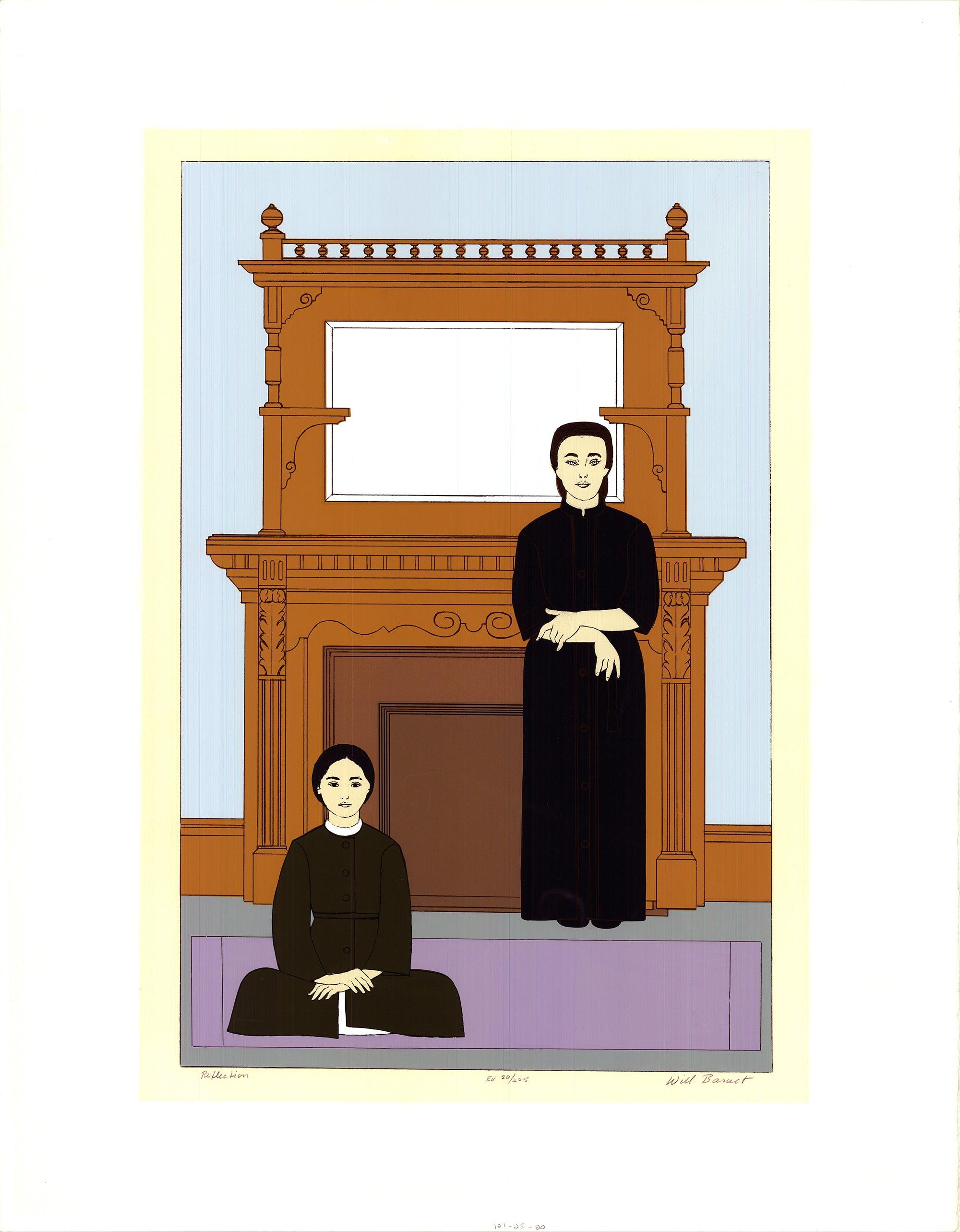 Will Barnet Portrait Print - Reflection - 1971 Serigraph - HAND-SIGNED, Limited edition