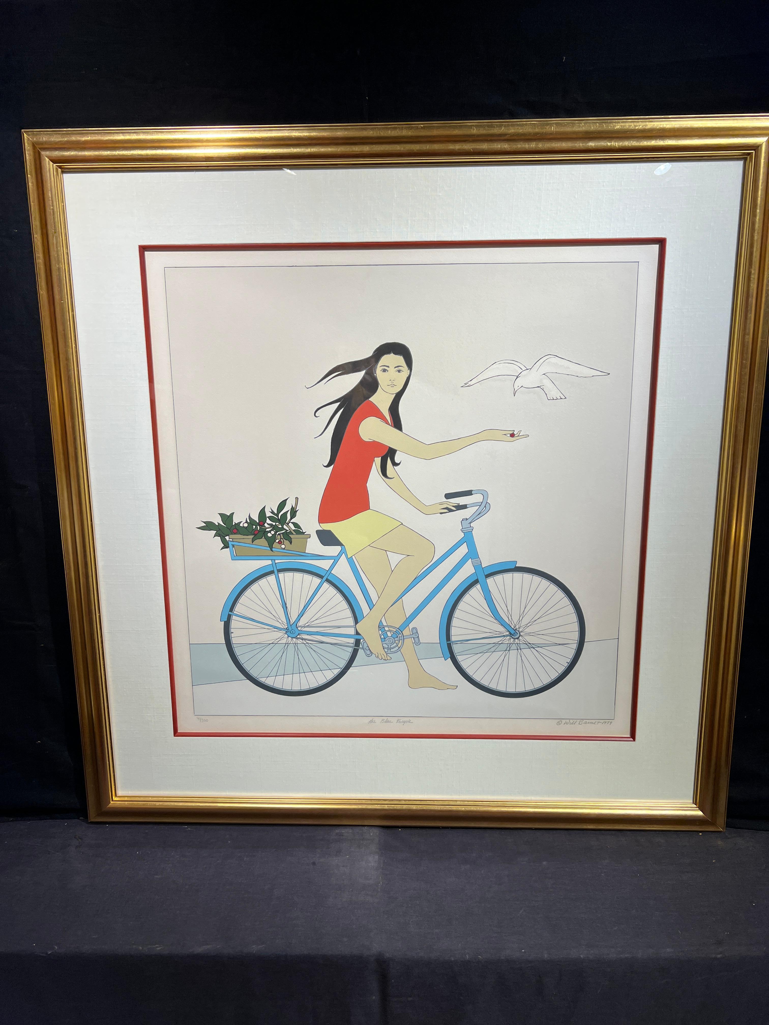 The Blue Bicycle - American Modern Print by Will Barnet