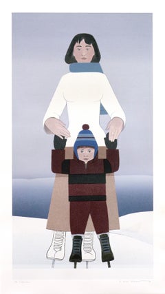 Vintage The Skaters, By Will Barnet (screenprint of woman and child ice skating)