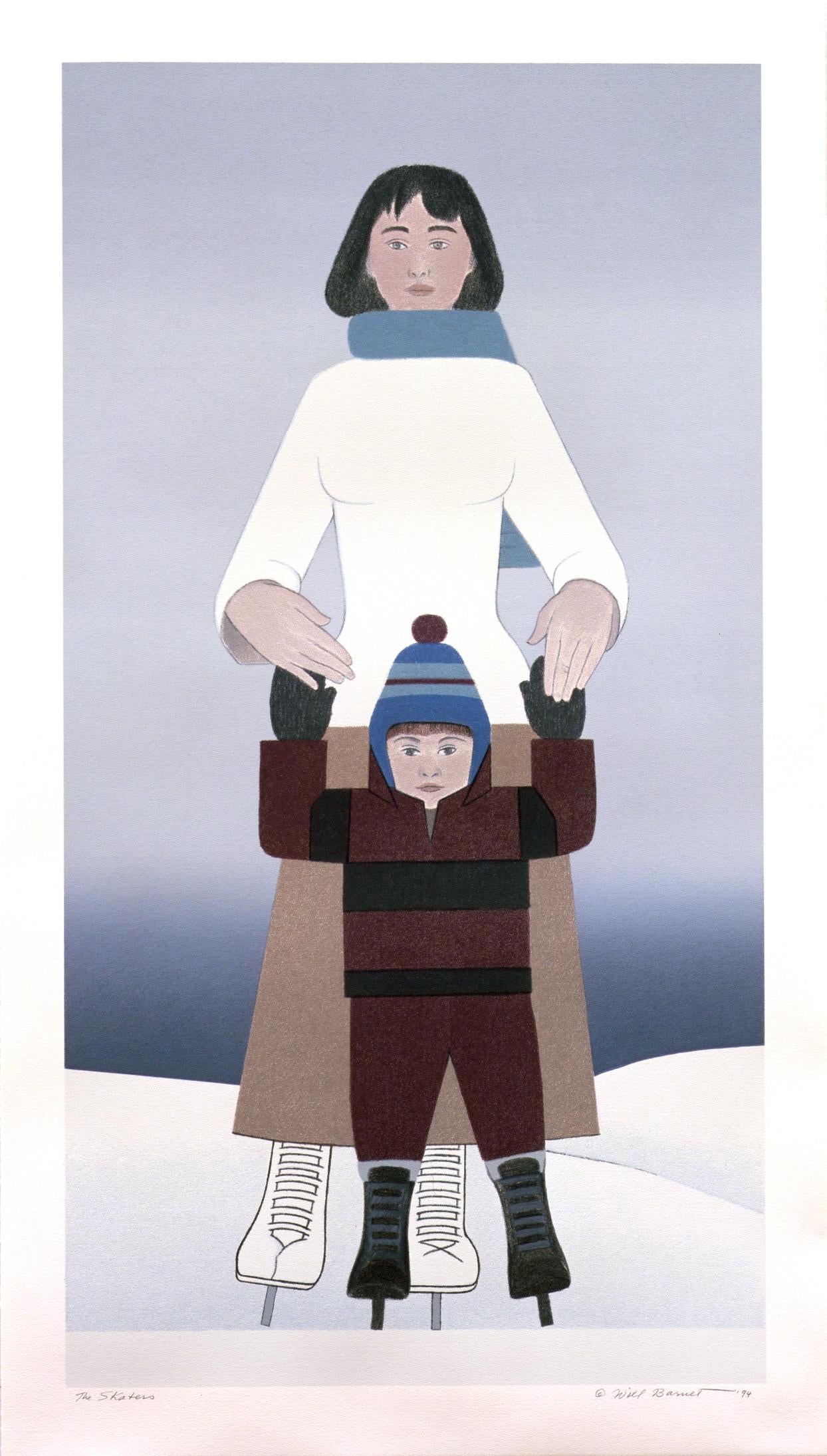 The Skaters, By Will Barnet (screenprint of woman and child ice skating)