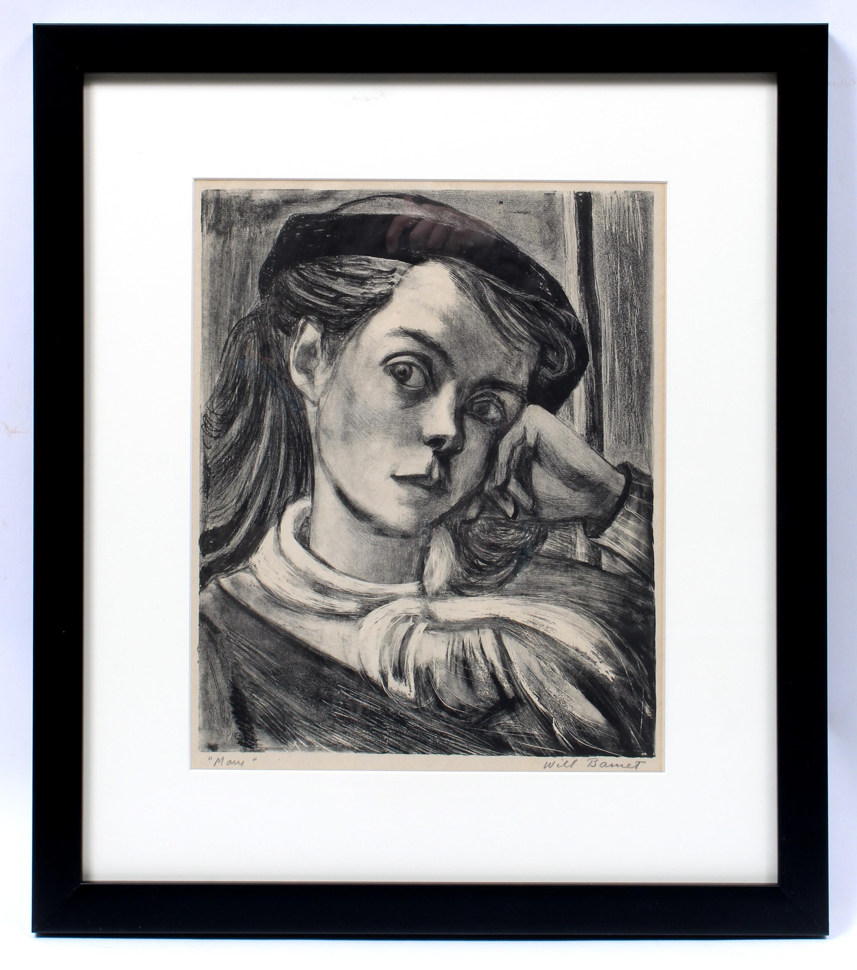 Will Barnet Early Important Figural B&W Etching American 1940 Framed Rare 