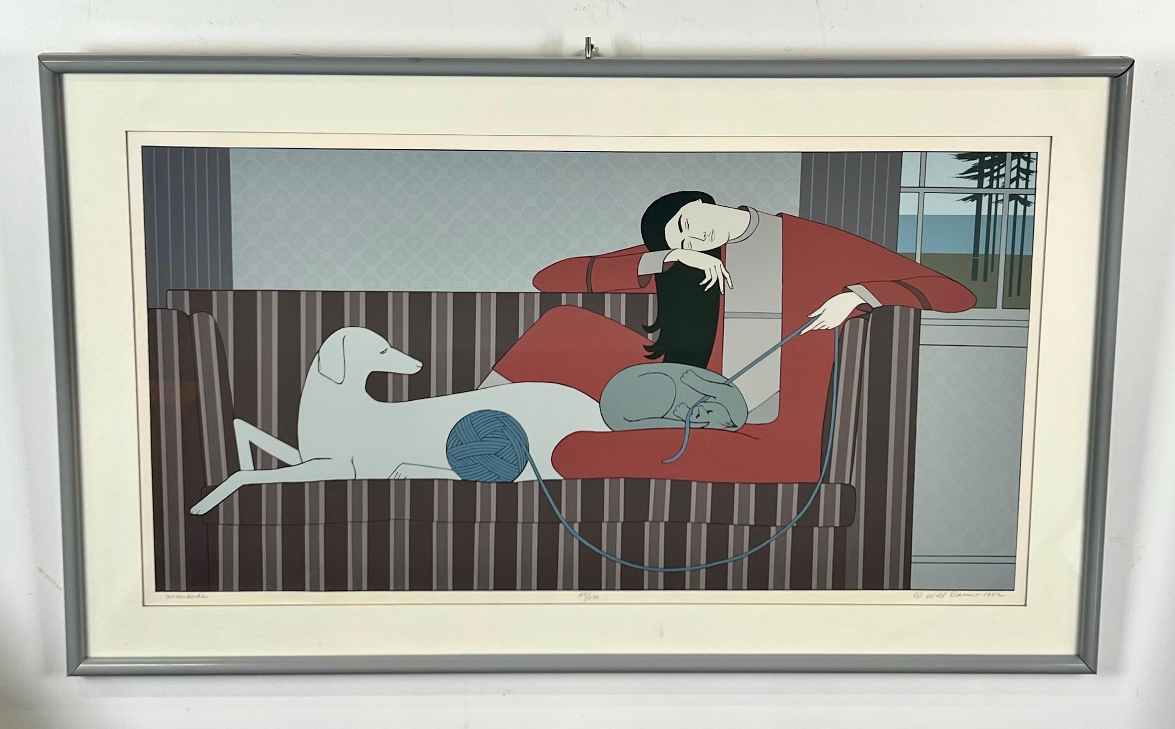 Will Barnet " Interlude" Silk Screen Print 1982 Hand Signed, Numbered 
Framed

This elegant silkscreen print, Interlude (1982), is a classic example of Will Barnet 
s ( American 1911–2012)  refined American Modernist style, where quiet domestic