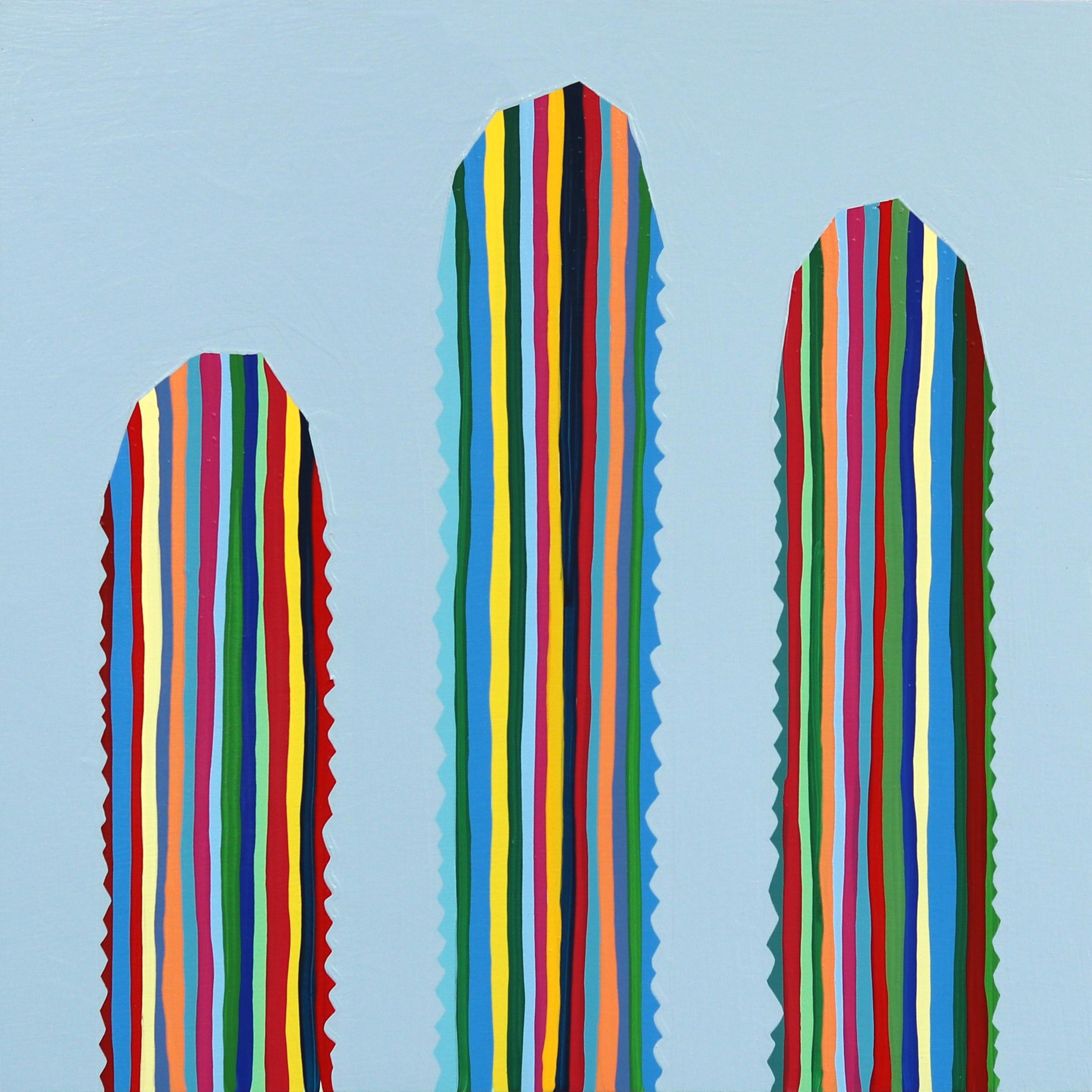 Still-Life Painting di Will Beger - Acero Y Rayas - Pittura con cactus colorati in stile arte del sud-ovest