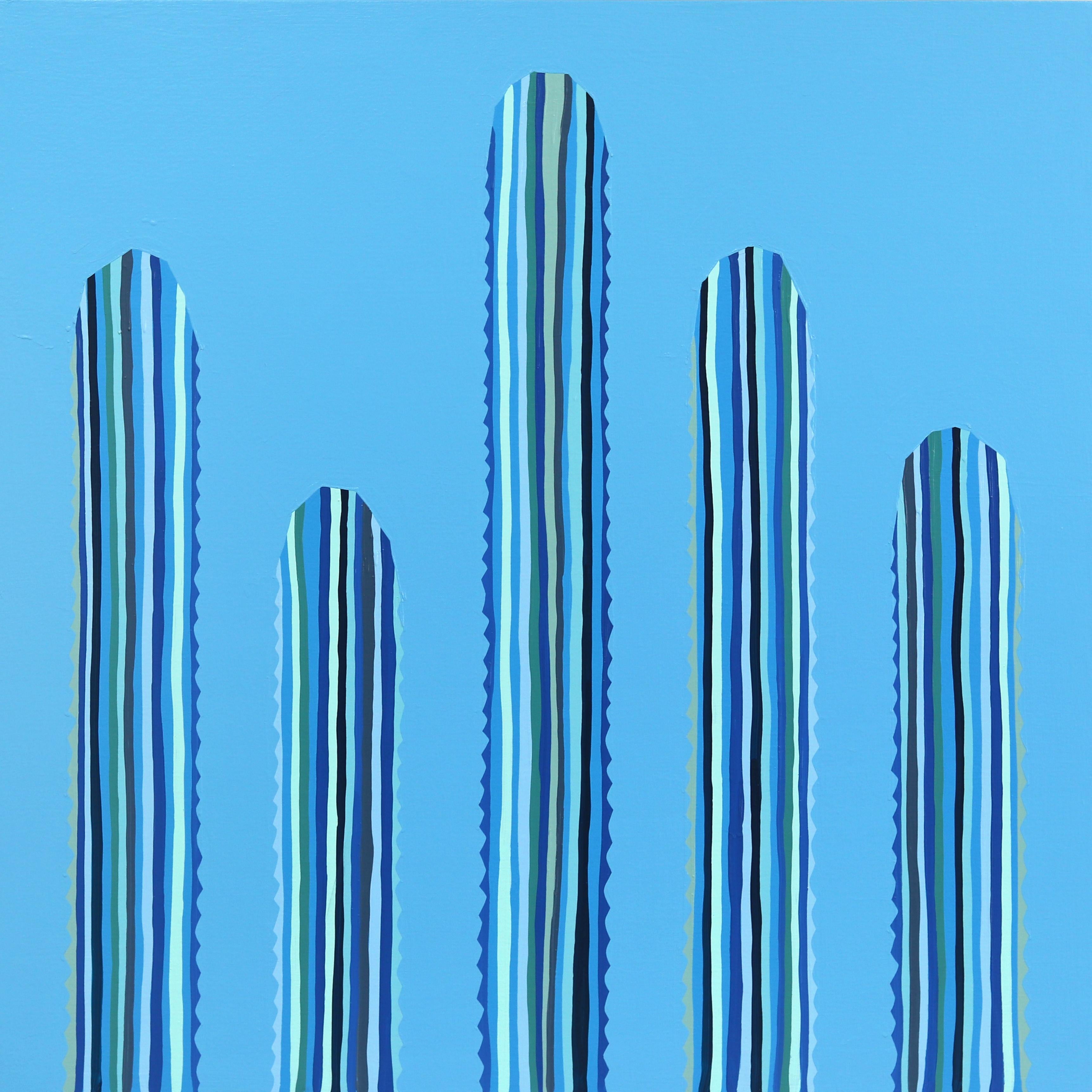 Agua Viva - Abstrakte spielerische Blauton Southwestern inspiriert Stillleben Malerei