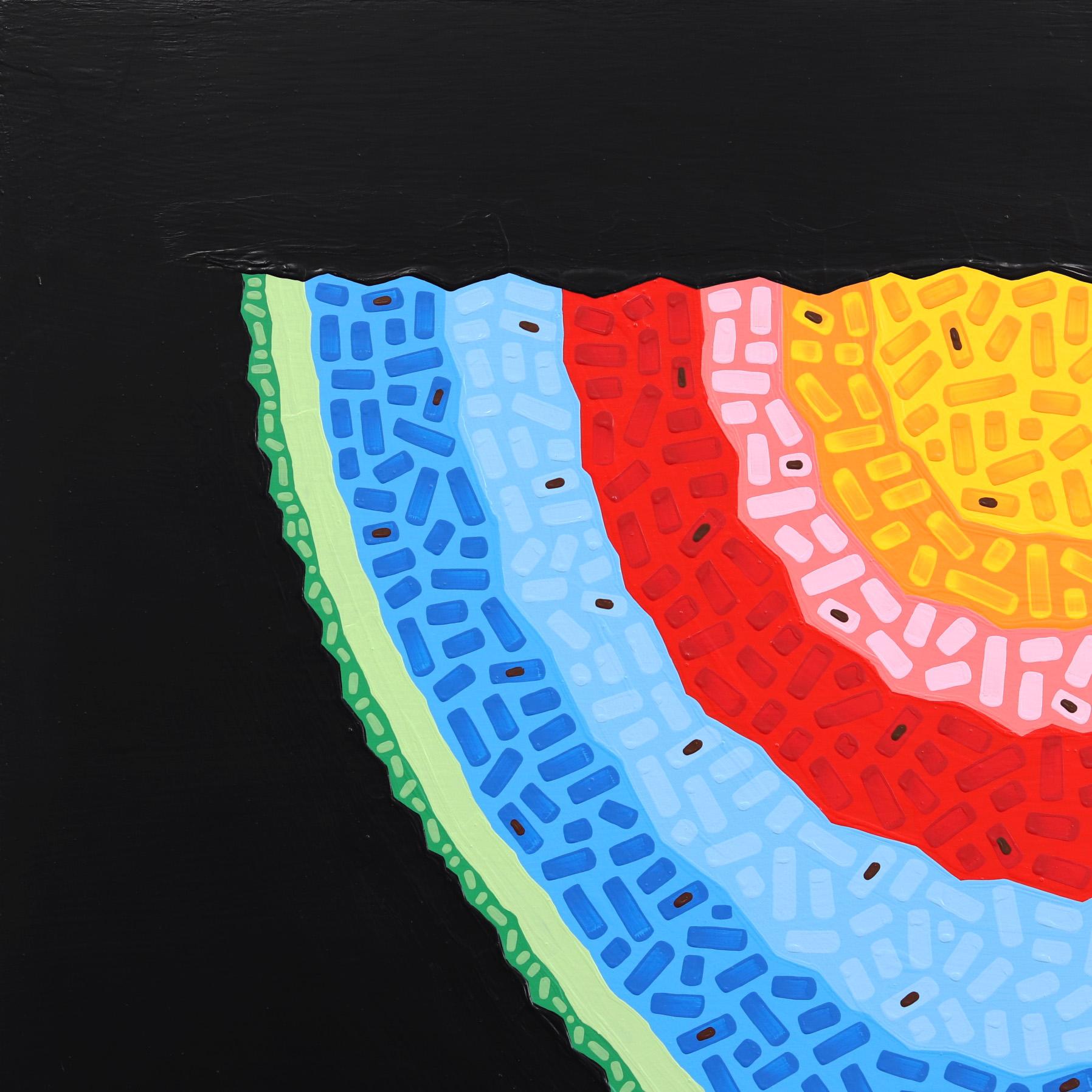 All Melon - Vibrant Colorful Southwest Inspired Pop Art Fruit Painting - Black Landscape Painting by Will Beger