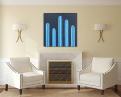 Azul Profundo - Pintura abstracta de bodegón en tonos azules inspirada en el suroeste