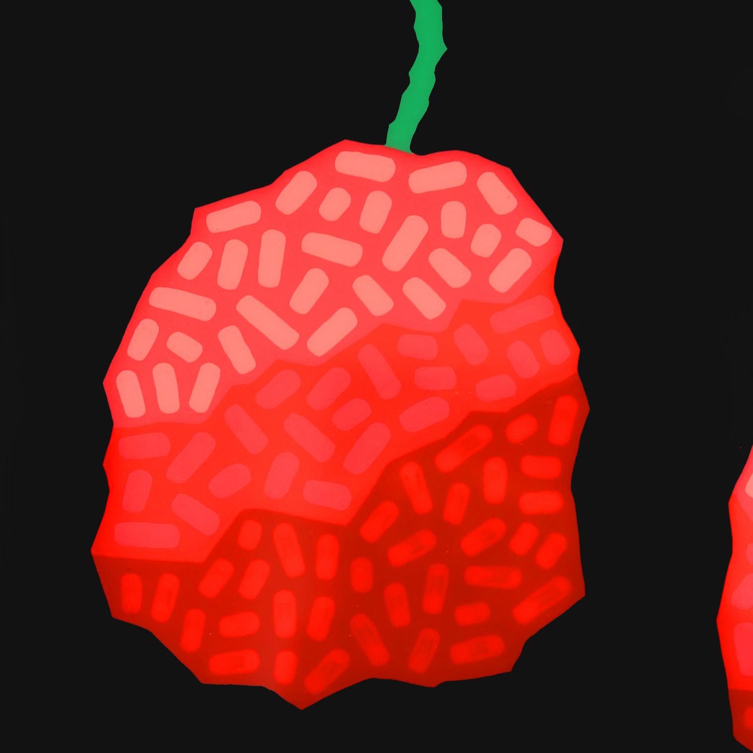 Schwarze Kirschen – lebhafte rote Obst, Südwestlich inspiriertes Pop-Art-Gemälde im Angebot 3