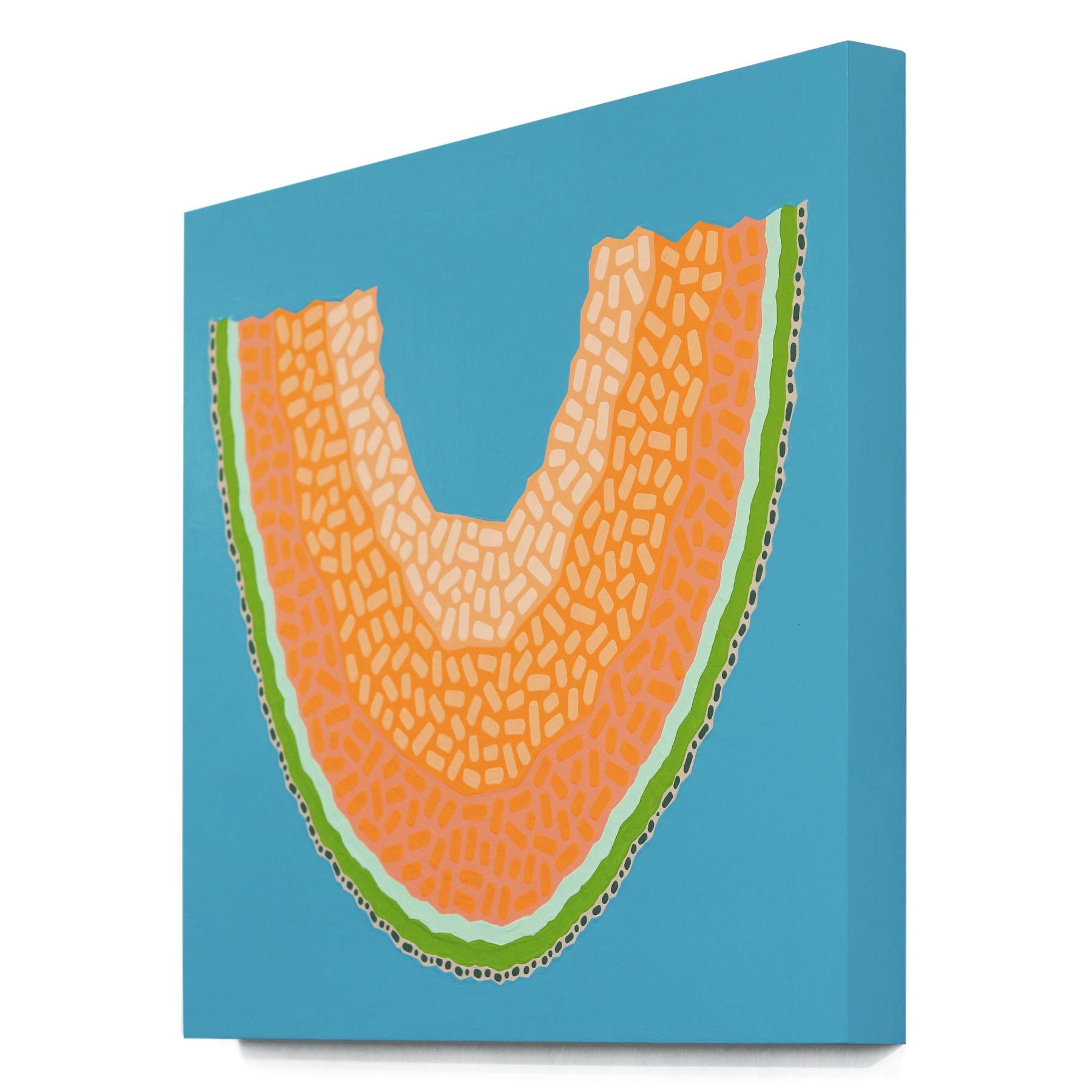 Cantalupo - Quadro di frutta pop art vibrante - Still-Life Painting Blu di Will Beger