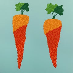 Carrots - Vibrant Orange Green Pop Art Garden Vegetables Minimalist Painting