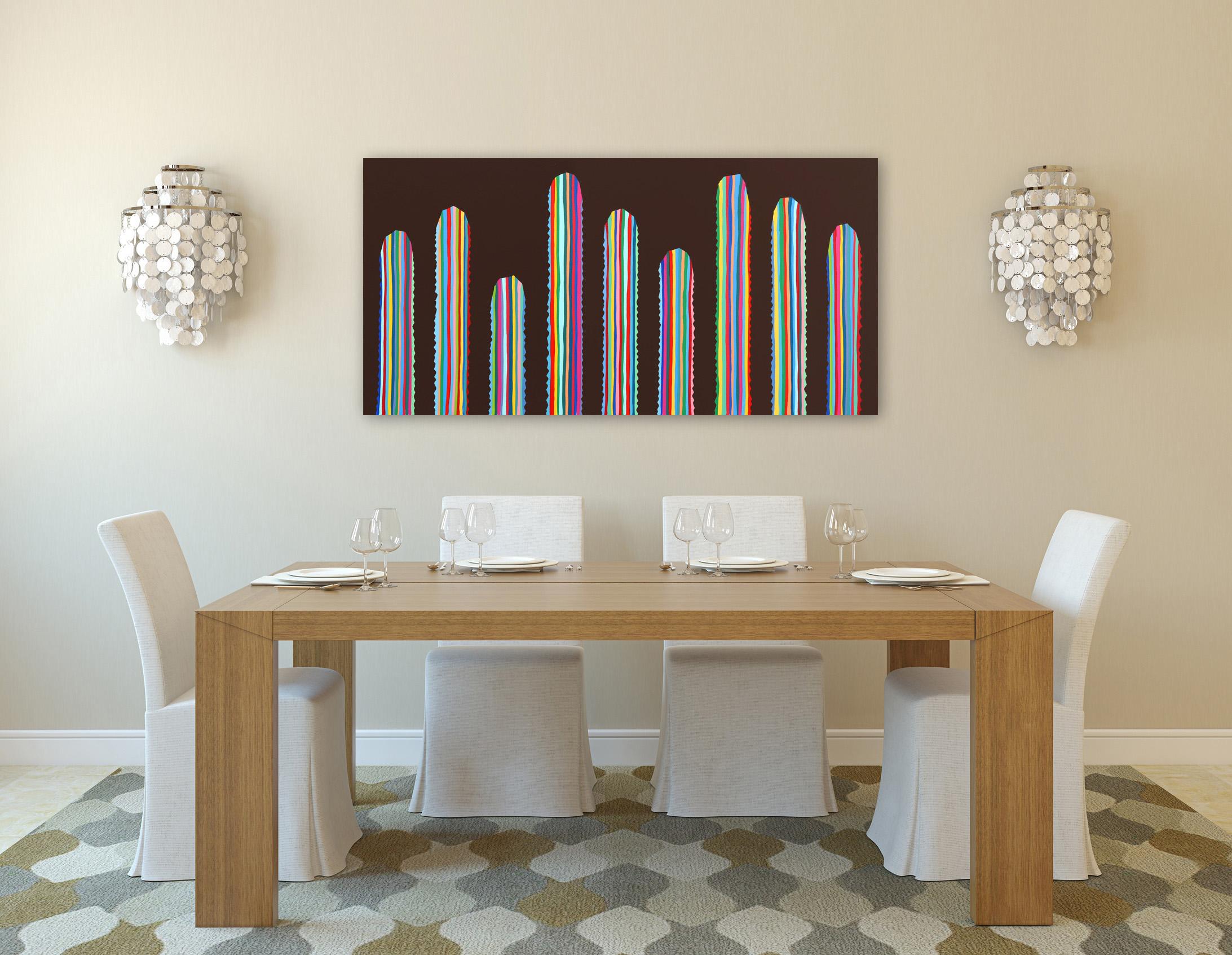 Castano - Rainbow Cactus Southwest Original Painting For Sale 3