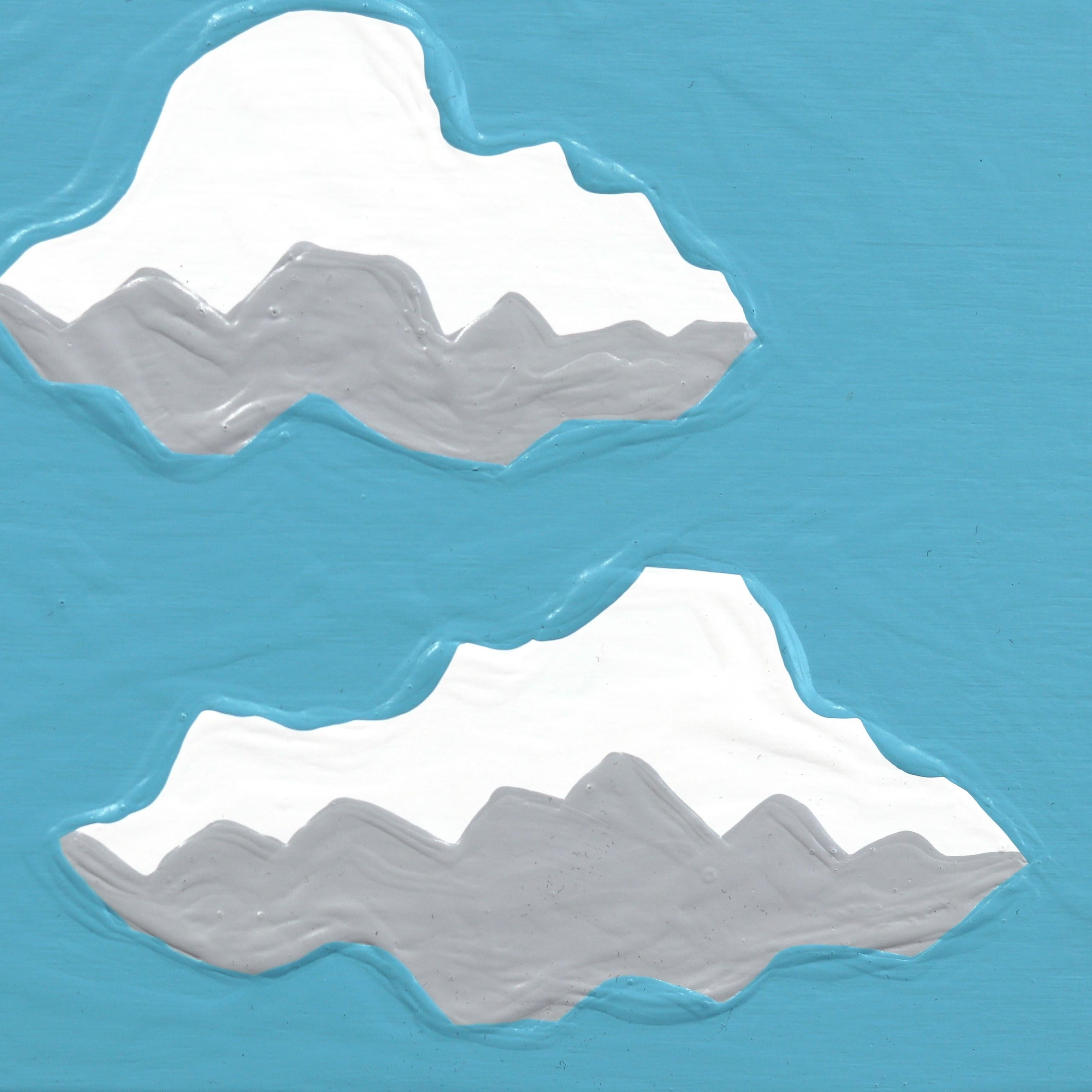 Cloud Over - Leuchtend blaue Südwest-Wolkenlandschaft, Landschaft, Pop-Art, Originalgemälde im Angebot 4