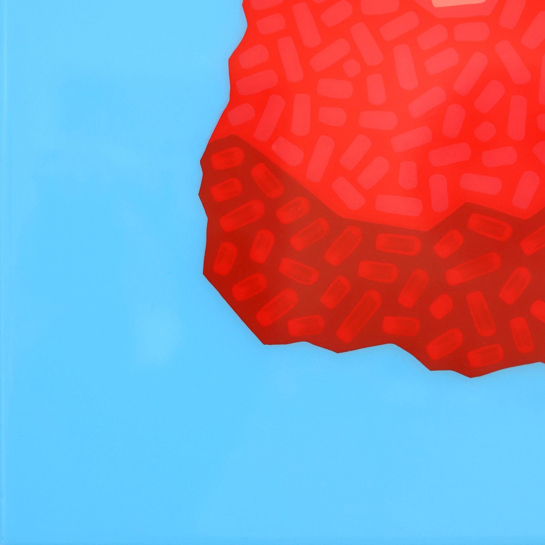 Fresca Gorda – Erdbeerfarbenes, lebhaftes, rosa-blaues, vom Südwesten inspiriertes Pop-Art-Gemälde im Angebot 3