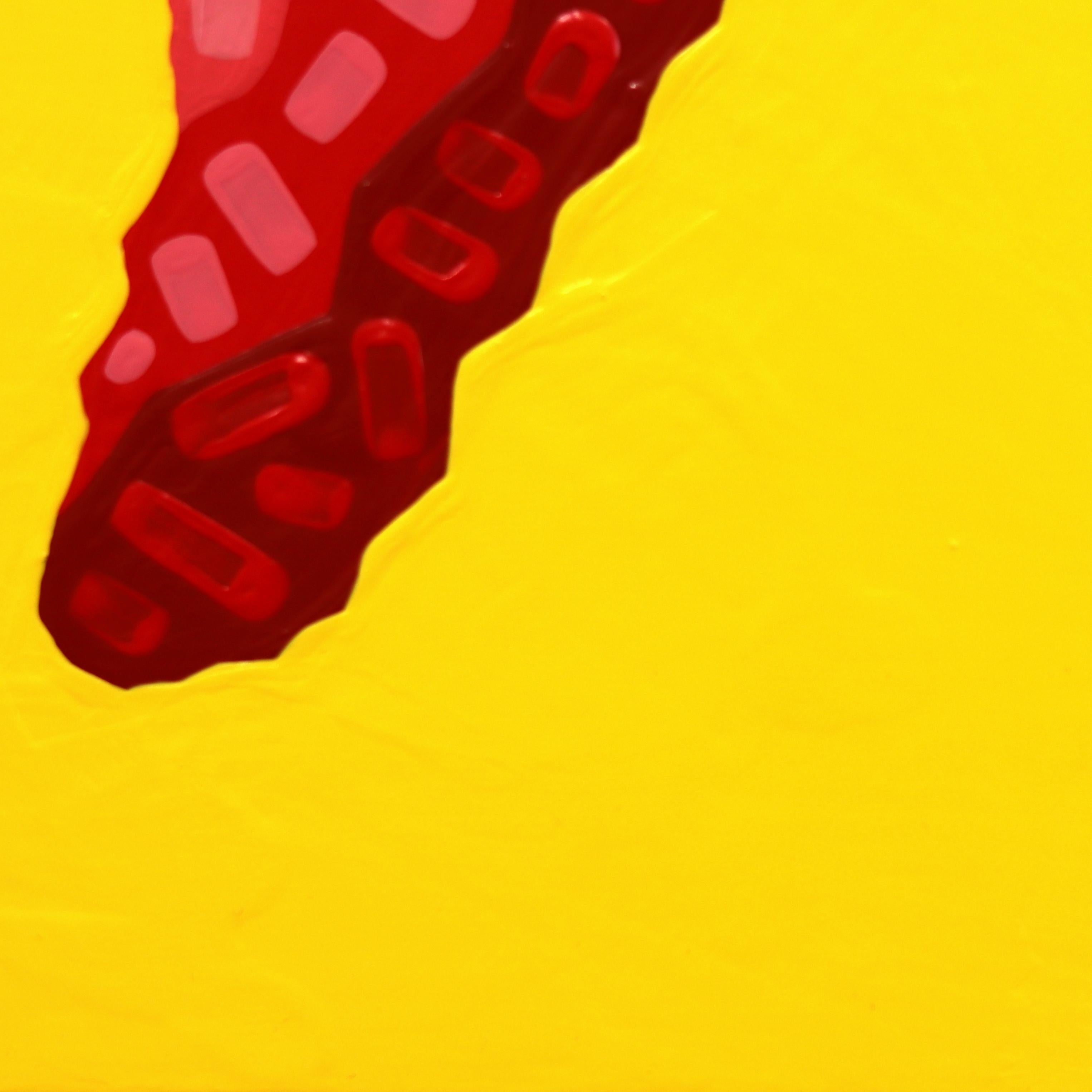 Fresno Amarillo  -  Leuchtend rot-gelbes, vom Südwesten inspiriertes Pop-Art-Gemälde für Lebensmittel im Angebot 4