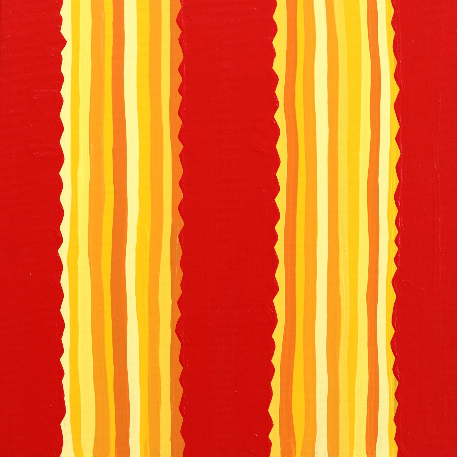 Heat Wave- Vibrant Red Yellow Southwest Inspired Pop Art Cactus Painting For Sale 2