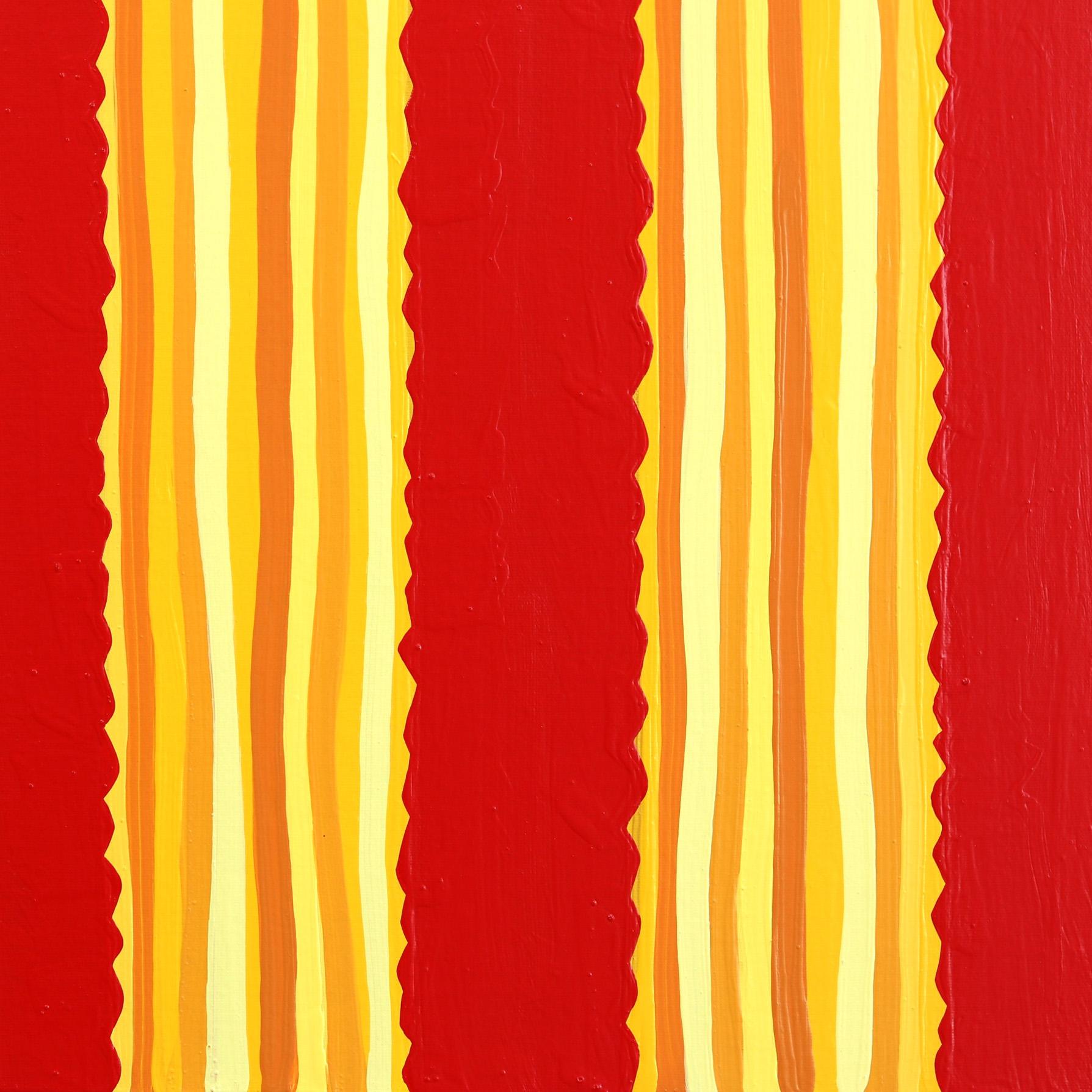 Heat Wave- Vibrant Red Yellow Southwest Inspired Pop Art Cactus Painting For Sale 3